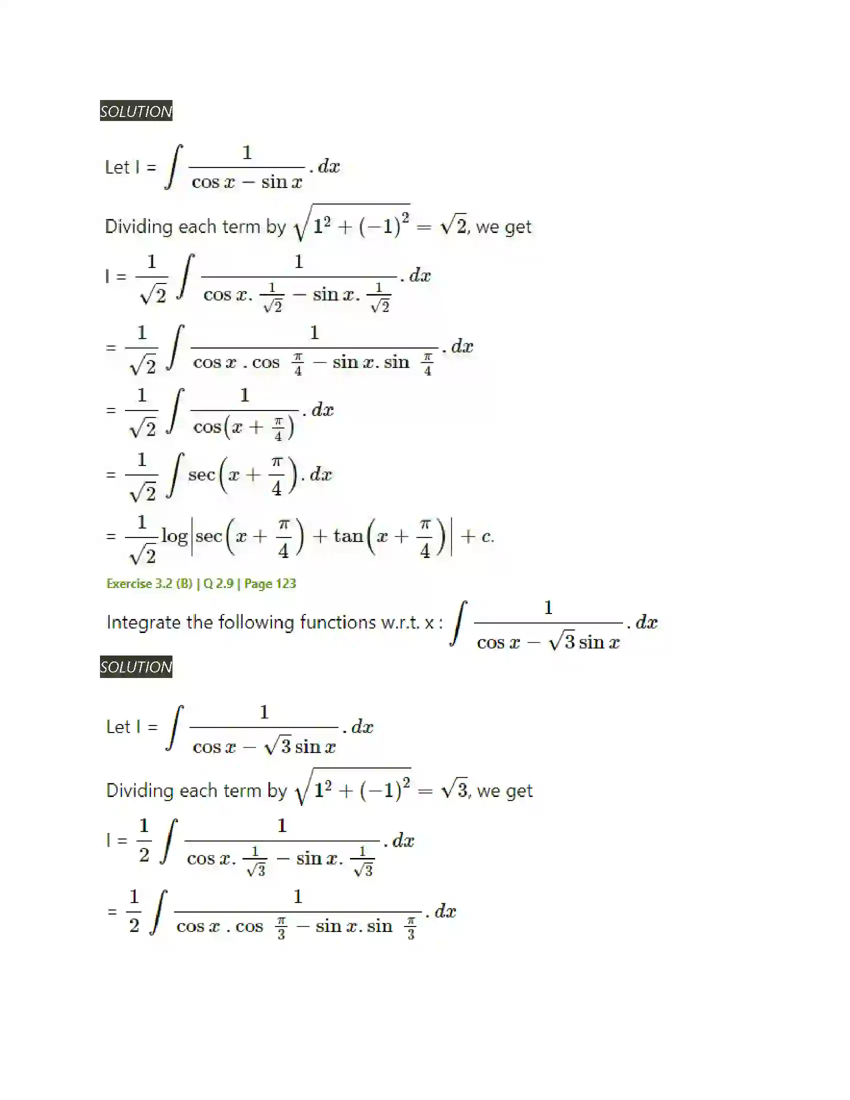 Maharashtra Board Class 12th Mathematics & Statistics-2 (Arts & Science) Indefinite Integration Solution 75