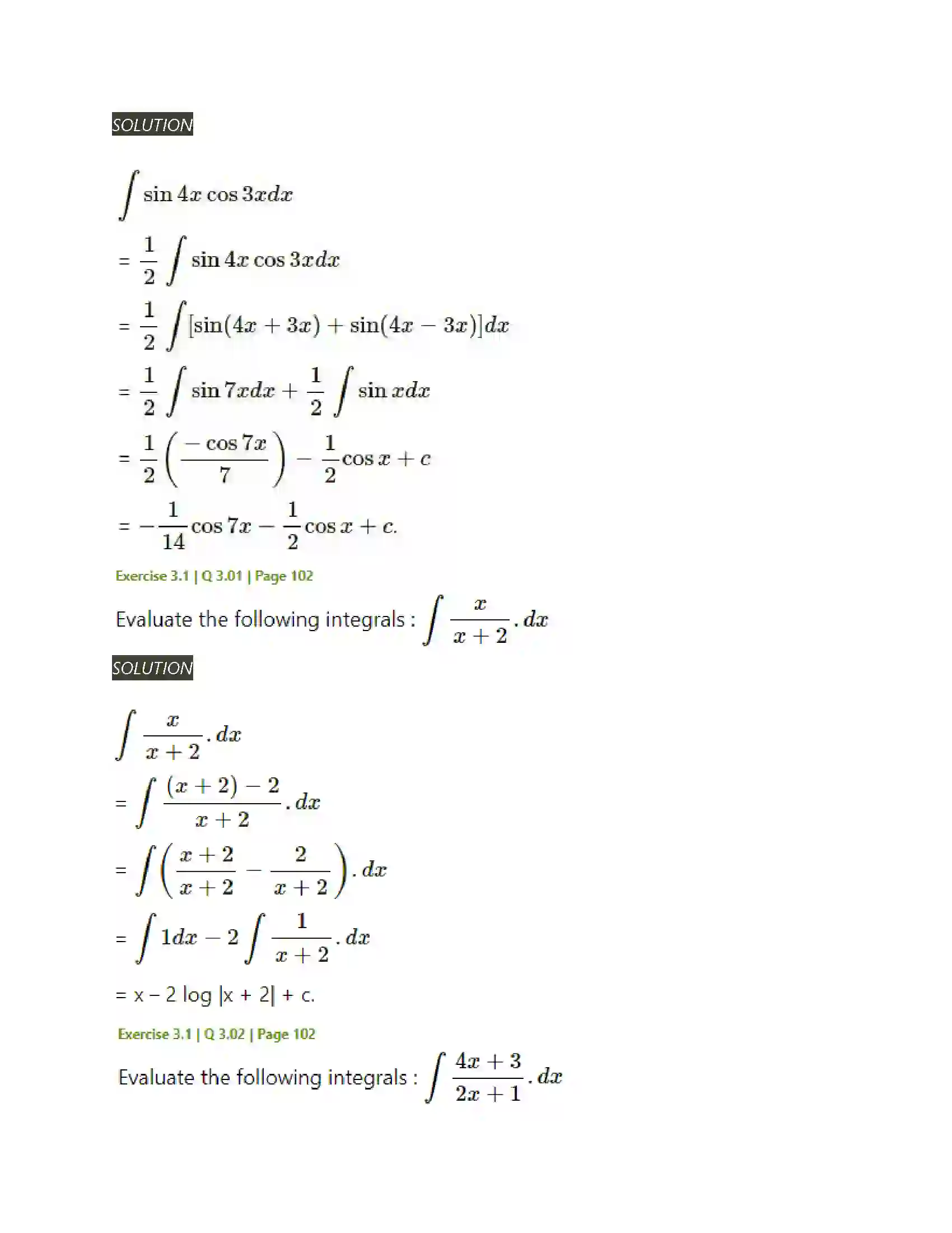 Maharashtra Board Class 12th Mathematics & Statistics-2 (Arts & Science) Indefinite Integration Solution 8