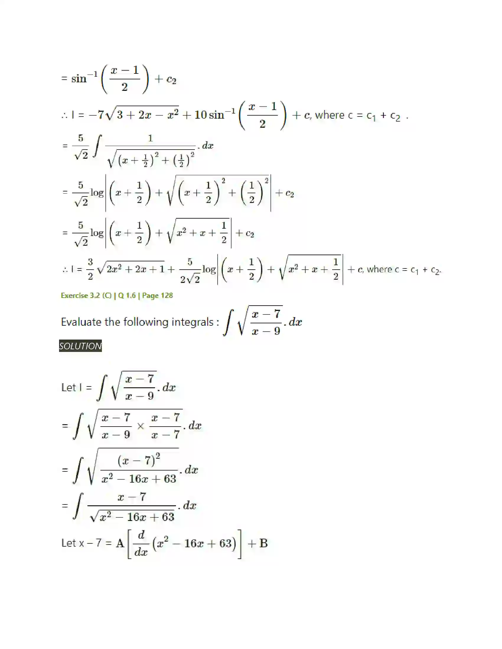 Maharashtra Board Class 12th Mathematics & Statistics-2 (Arts & Science) Indefinite Integration Solution 84