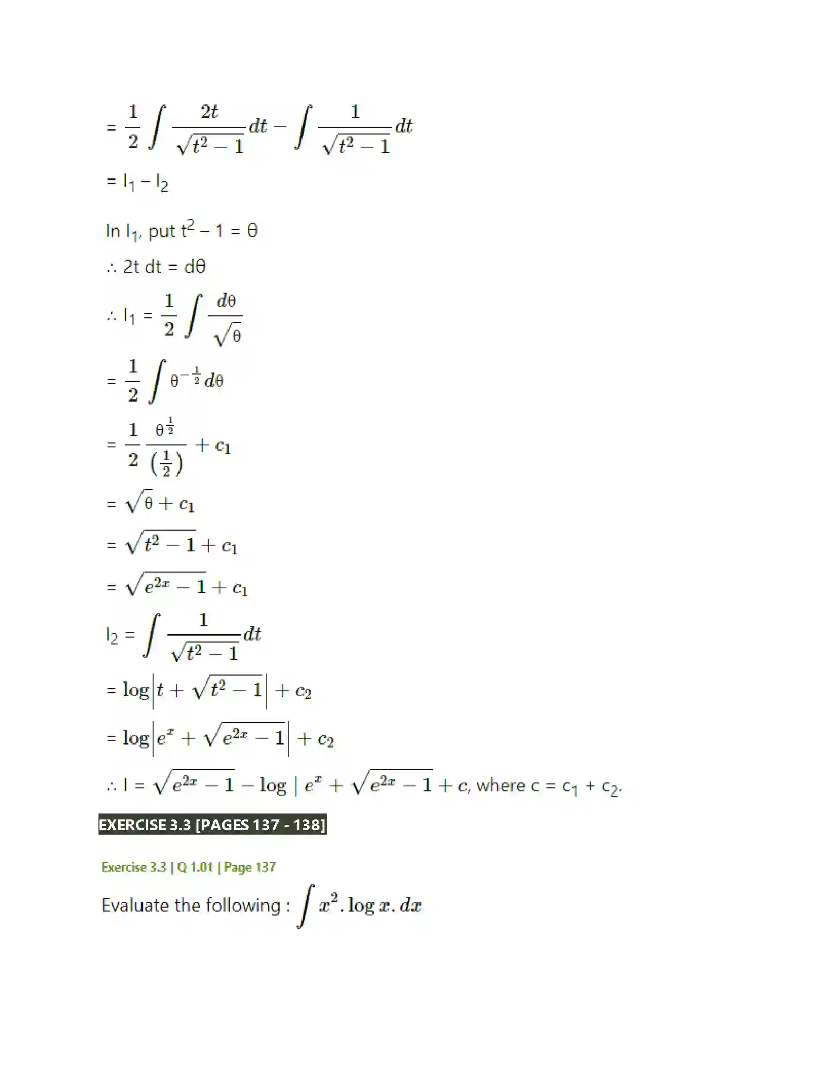 Maharashtra Board Class 12th Mathematics & Statistics-2 (Arts & Science) Indefinite Integration Solution 90