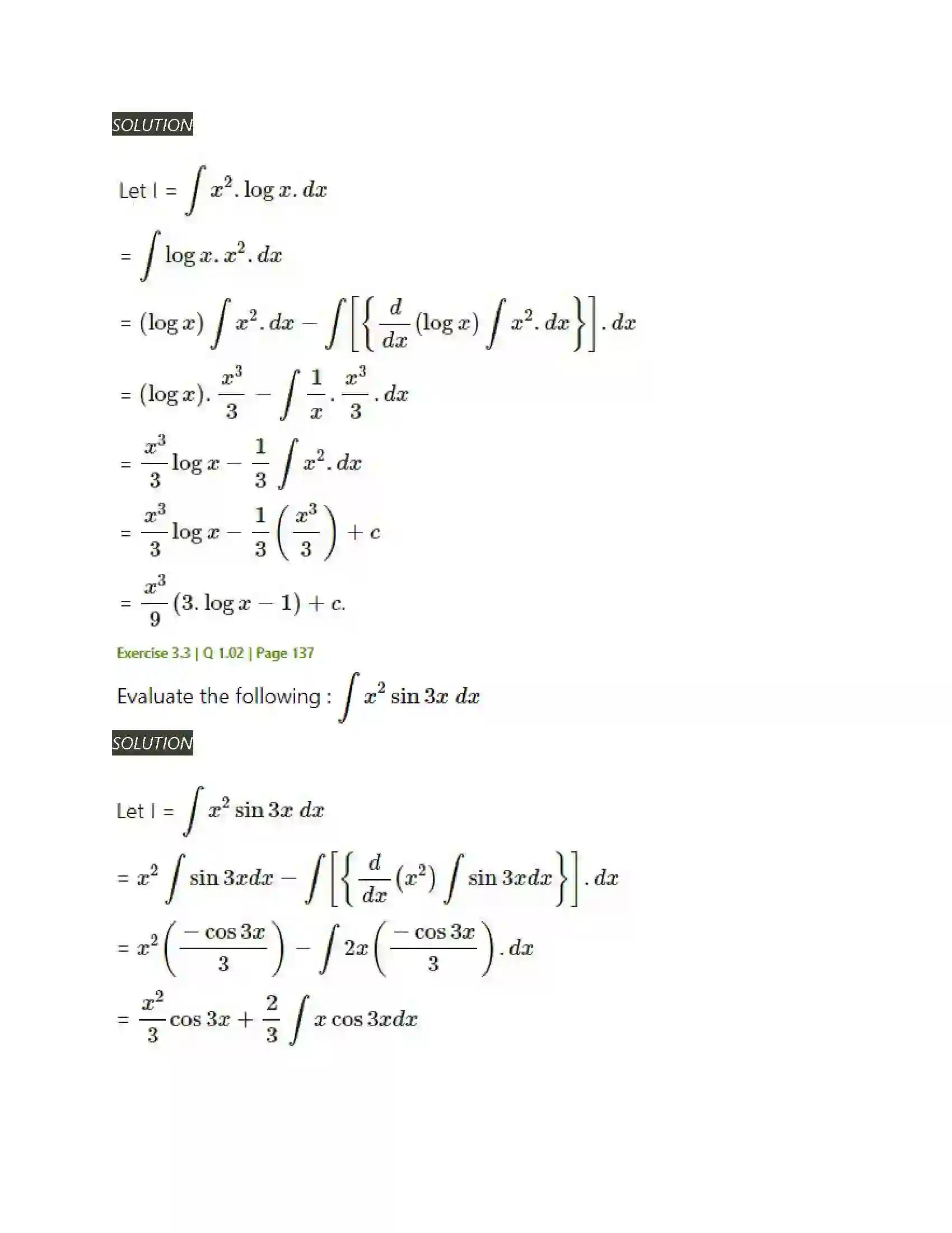 Maharashtra Board Class 12th Mathematics & Statistics-2 (Arts & Science) Indefinite Integration Solution 91