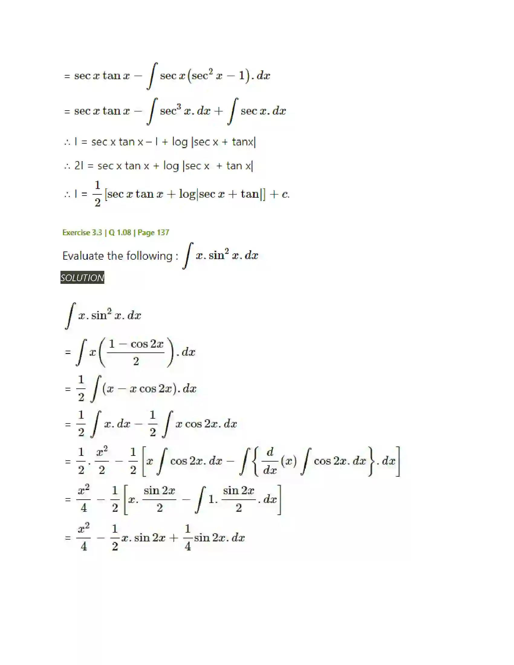 Maharashtra Board Class 12th Mathematics & Statistics-2 (Arts & Science) Indefinite Integration Solution 97