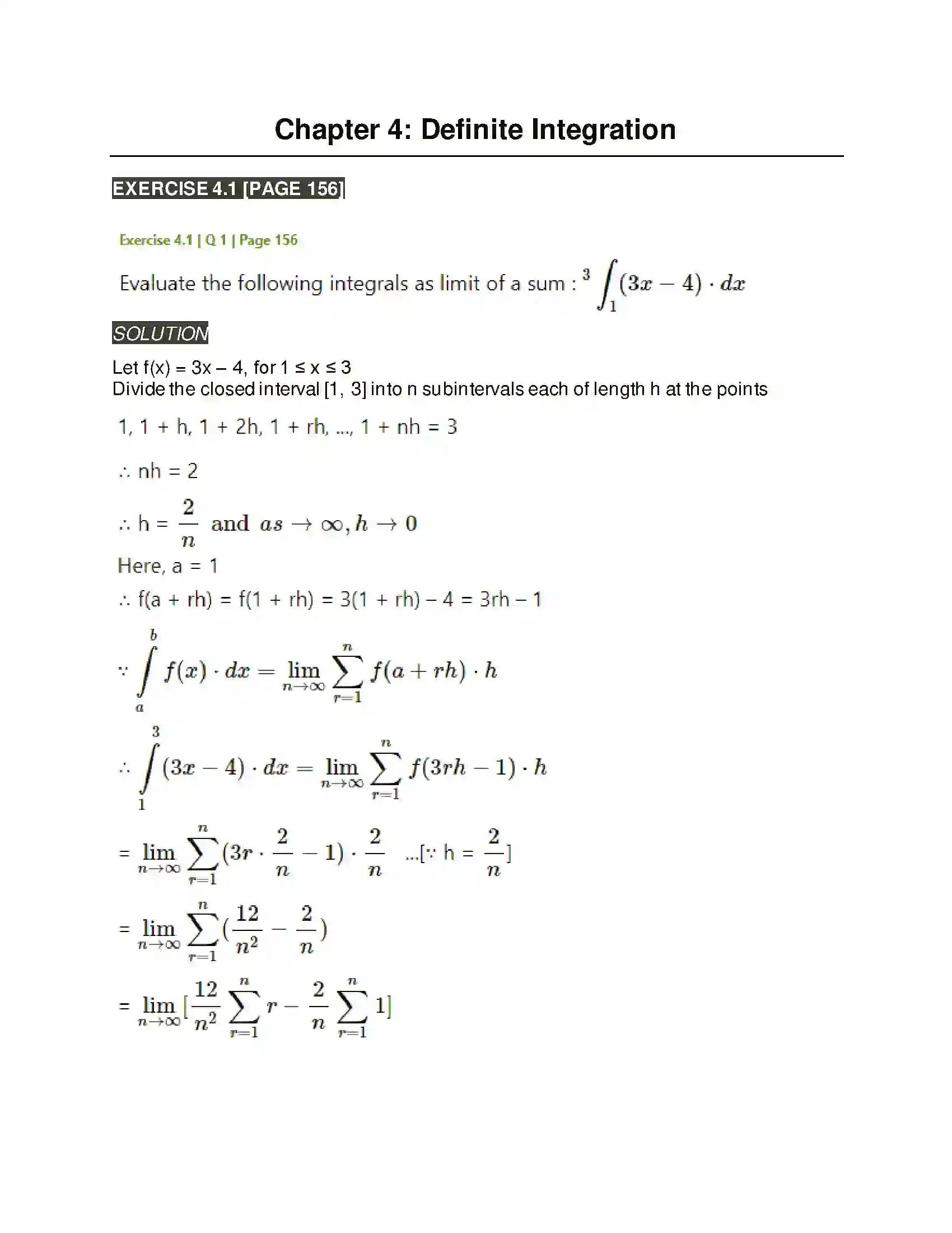 Maharashtra Board Class 12th Mathematics & Statistics-2 (Arts & Science) Definite Integration Solution 1