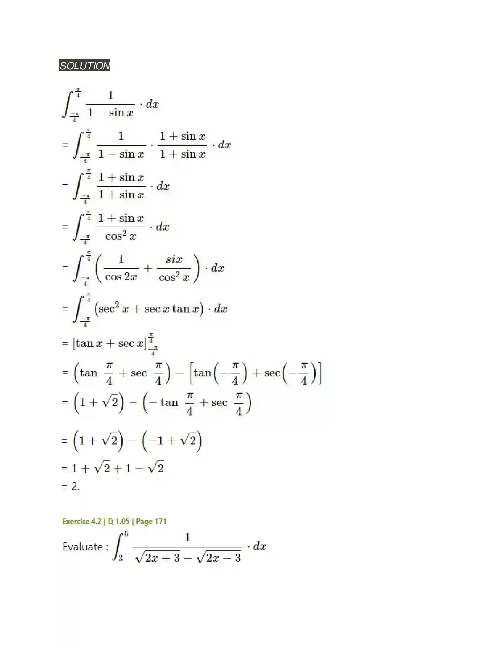 Maharashtra Board Class 12th Mathematics & Statistics-2 (Arts & Science) Definite Integration Solution 10