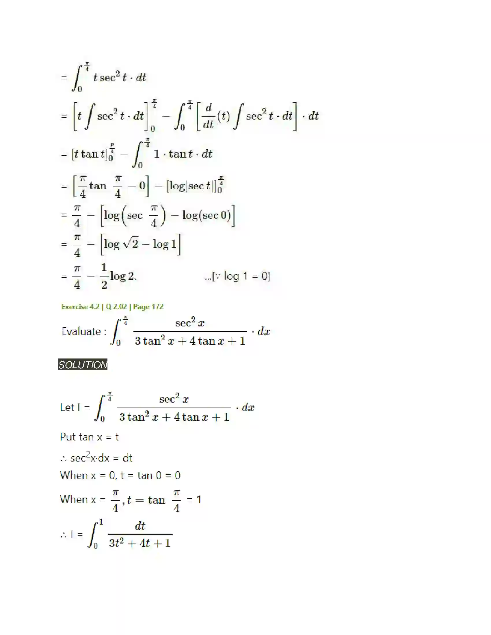 Maharashtra Board Class 12th Mathematics & Statistics-2 (Arts & Science) Definite Integration Solution 21