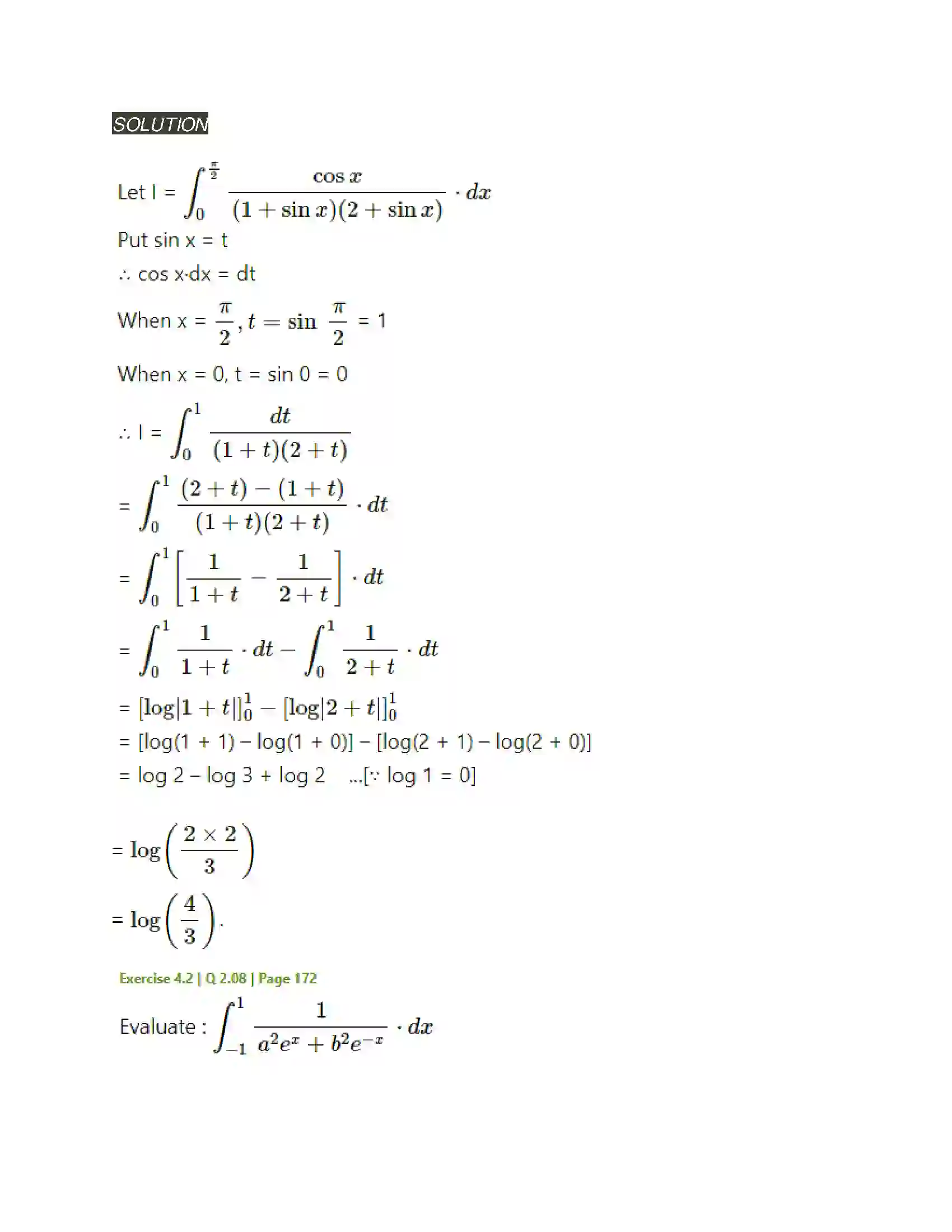 Maharashtra Board Class 12th Mathematics & Statistics-2 (Arts & Science) Definite Integration Solution 27