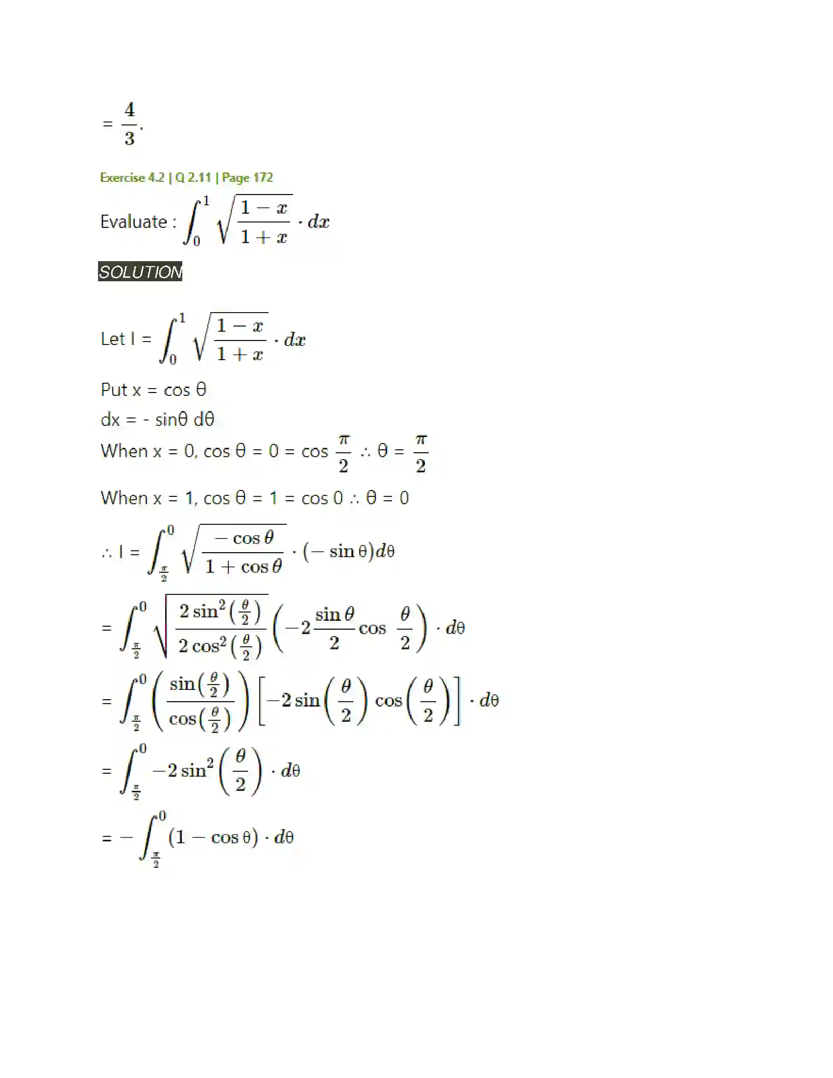 Maharashtra Board Class 12th Mathematics & Statistics-2 (Arts & Science) Definite Integration Solution 31