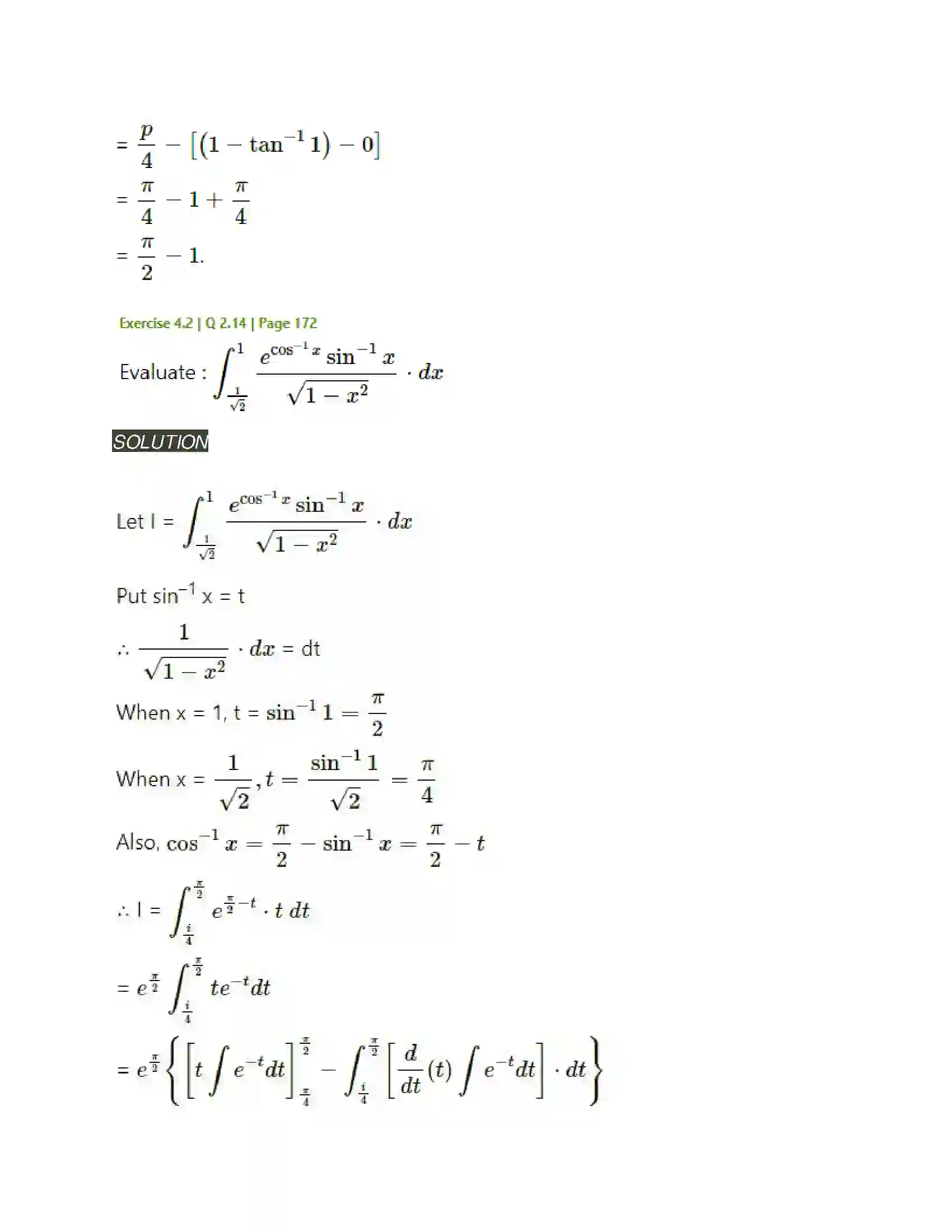 Maharashtra Board Class 12th Mathematics & Statistics-2 (Arts & Science) Definite Integration Solution 35