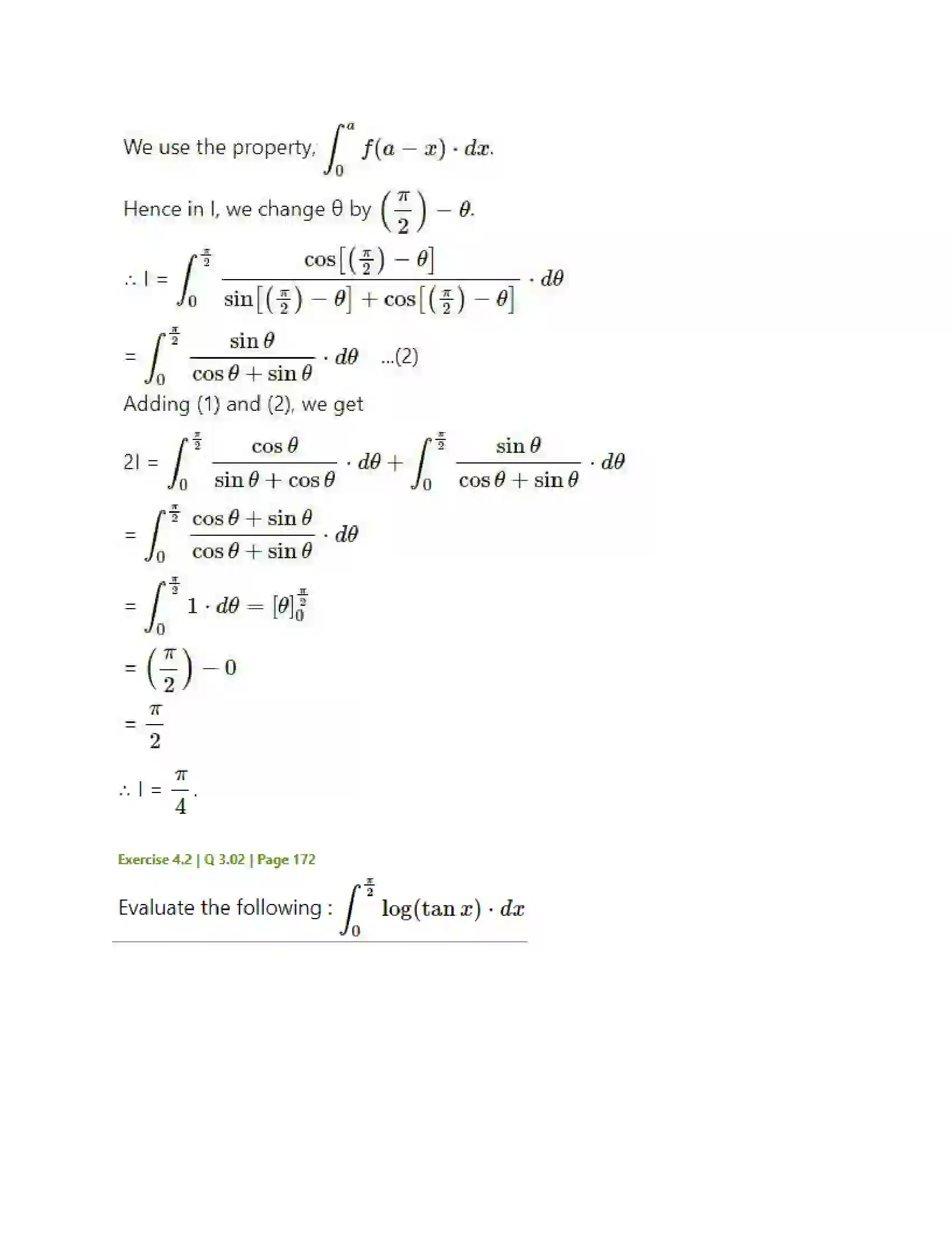 Maharashtra Board Class 12th Mathematics & Statistics-2 (Arts & Science) Definite Integration Solution 38