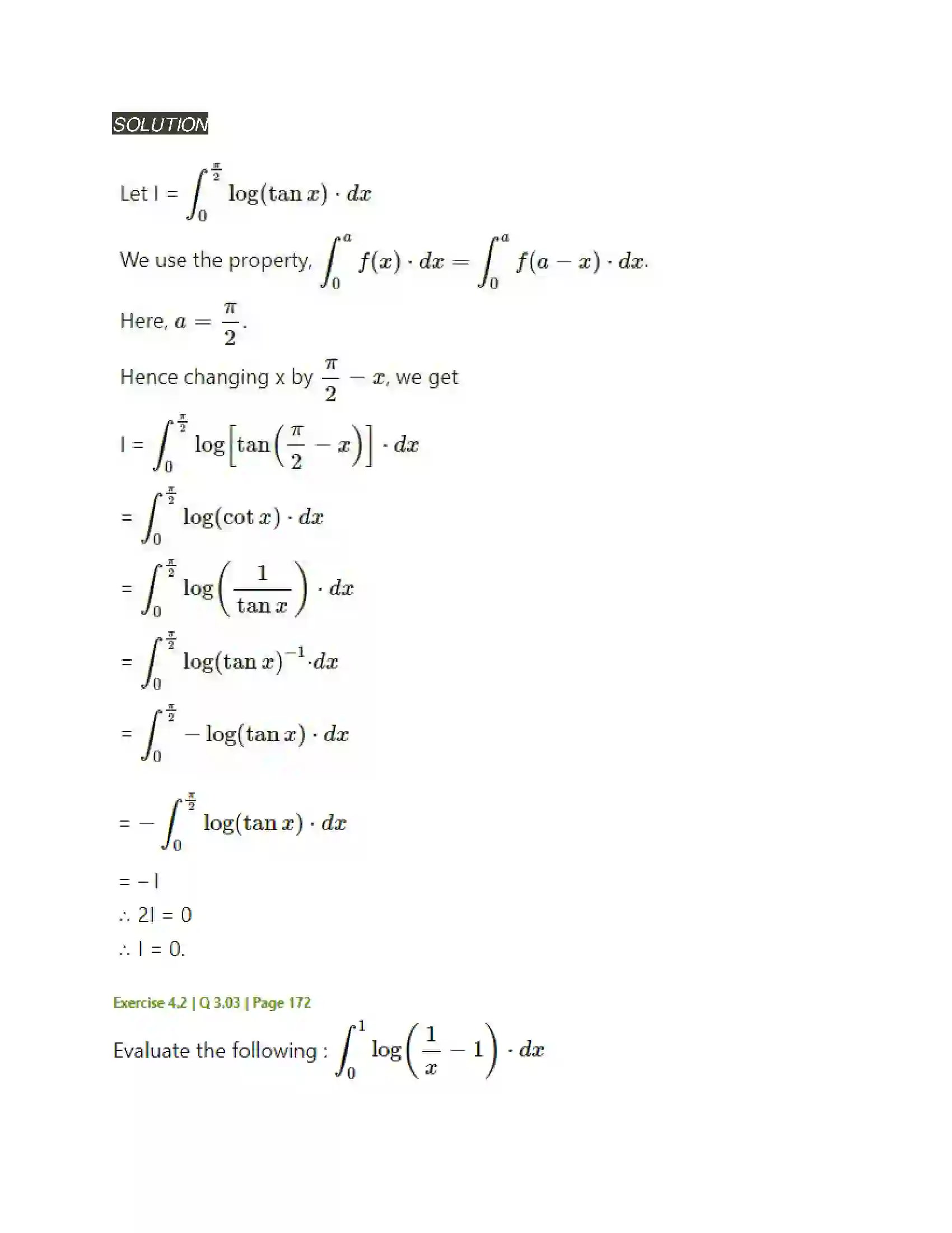 Maharashtra Board Class 12th Mathematics & Statistics-2 (Arts & Science) Definite Integration Solution 39