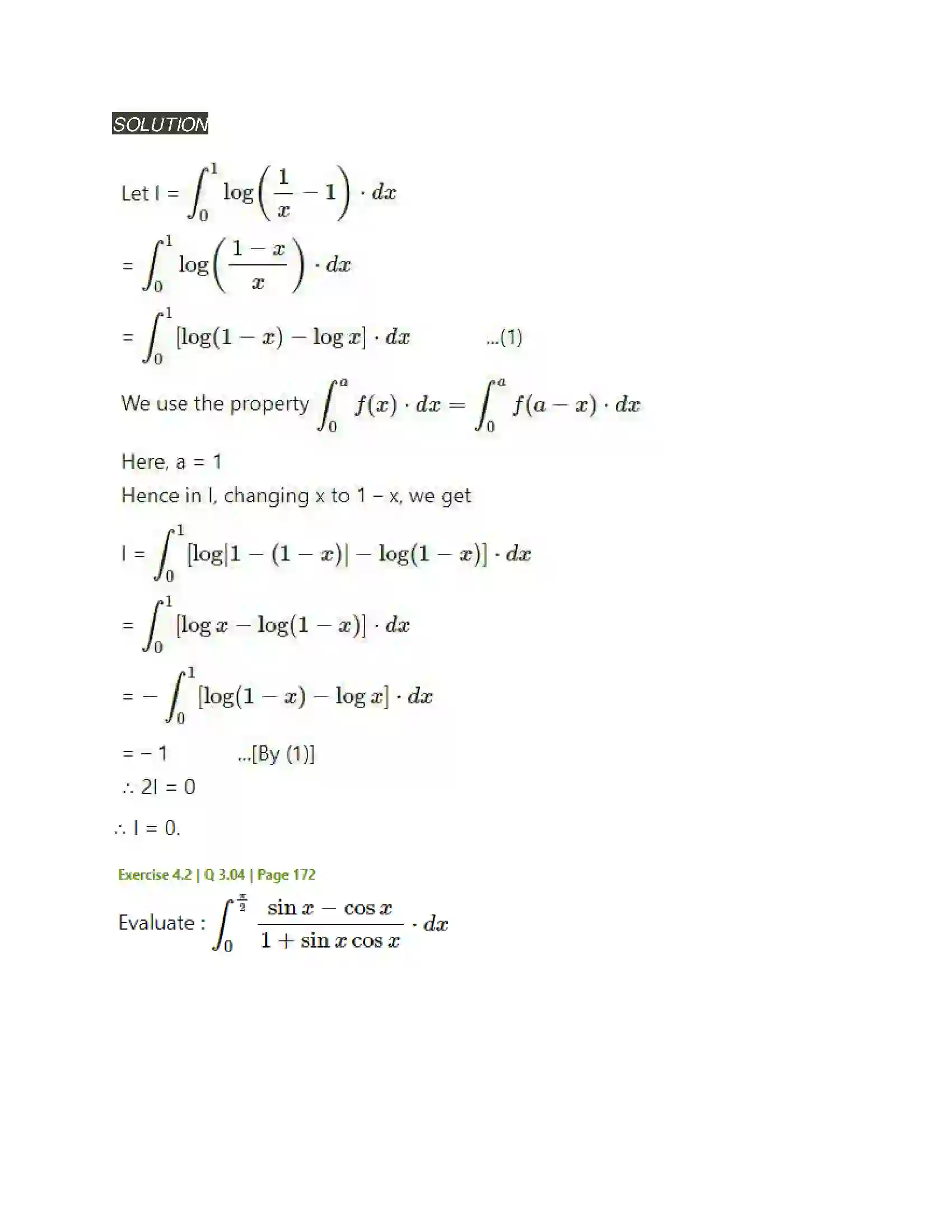 Maharashtra Board Class 12th Mathematics & Statistics-2 (Arts & Science) Definite Integration Solution 40