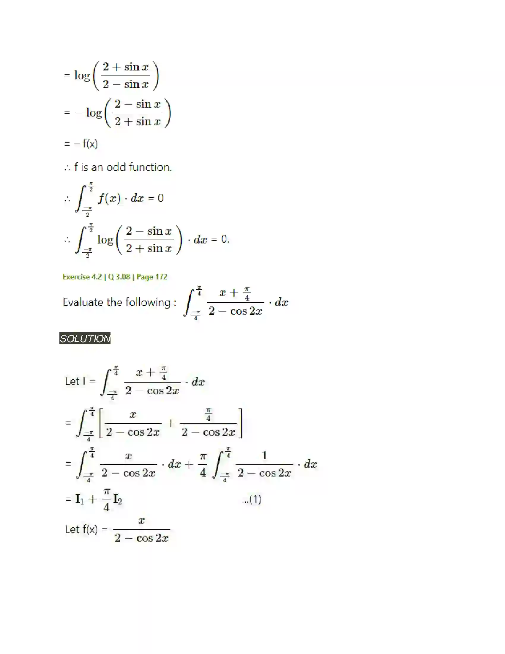 Maharashtra Board Class 12th Mathematics & Statistics-2 (Arts & Science) Definite Integration Solution 44