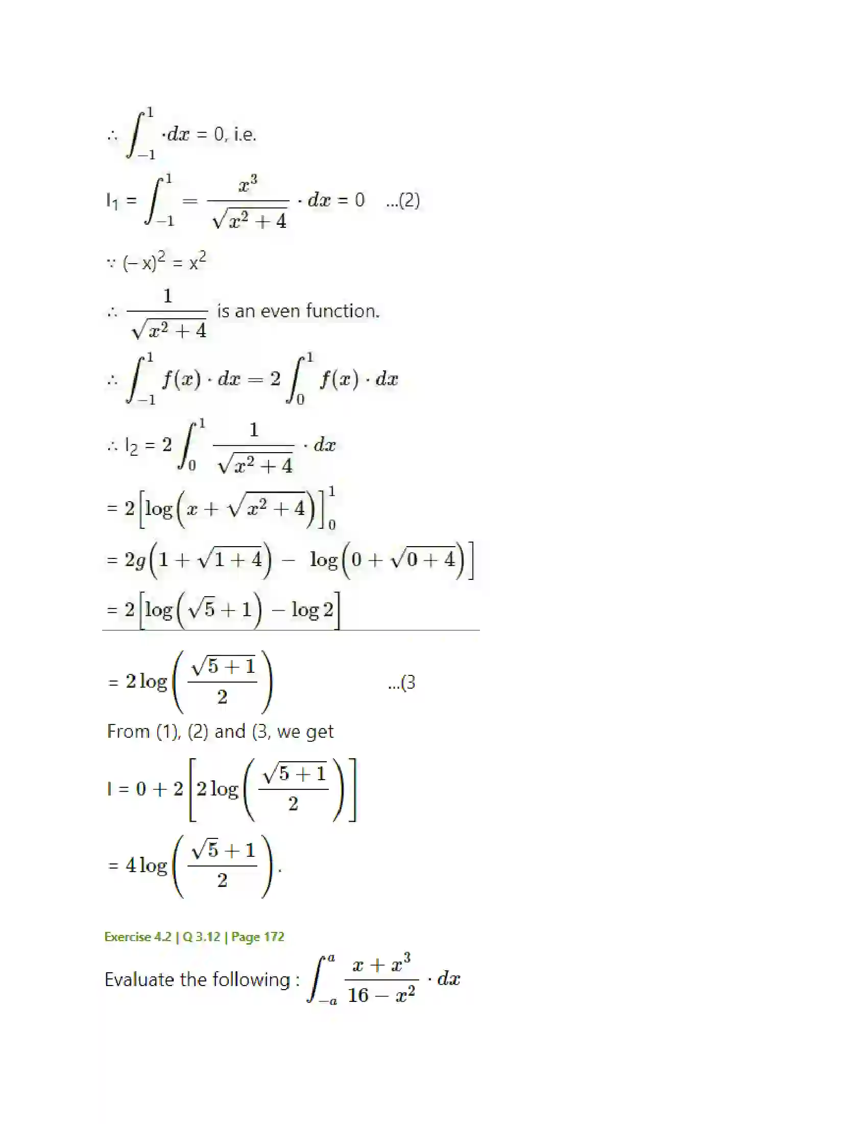 Maharashtra Board Class 12th Mathematics & Statistics-2 (Arts & Science) Definite Integration Solution 50