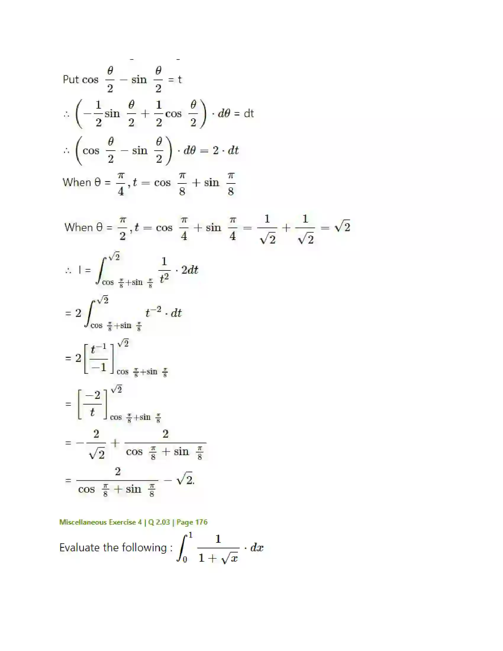 Maharashtra Board Class 12th Mathematics & Statistics-2 (Arts & Science) Definite Integration Solution 64