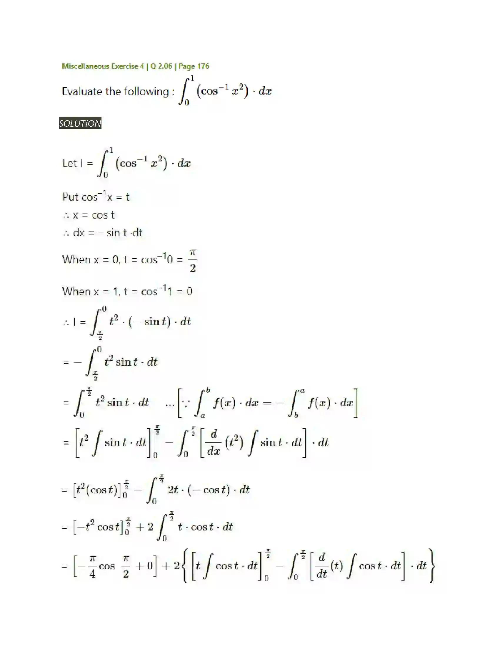 Maharashtra Board Class 12th Mathematics & Statistics-2 (Arts & Science) Definite Integration Solution 68
