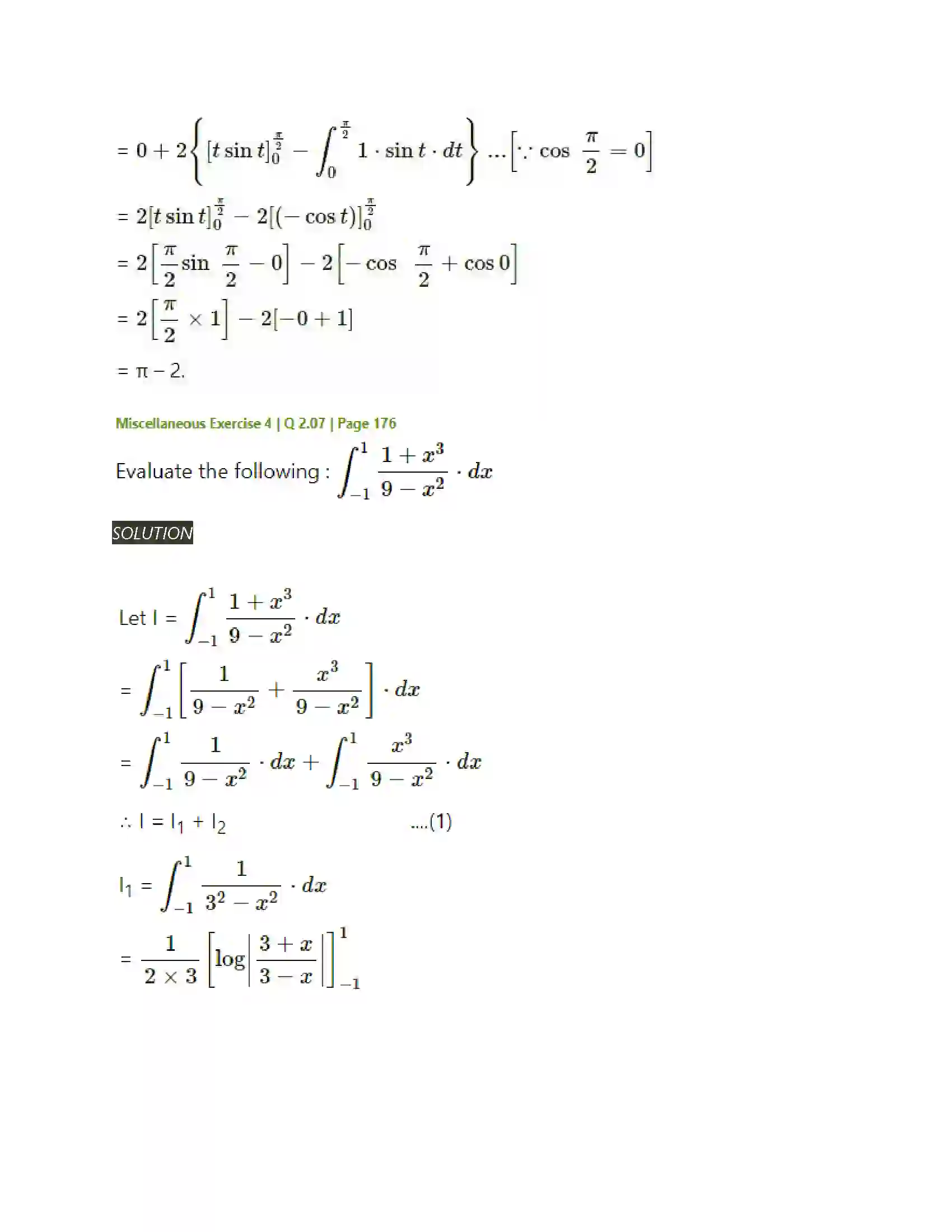 Maharashtra Board Class 12th Mathematics & Statistics-2 (Arts & Science) Definite Integration Solution 69
