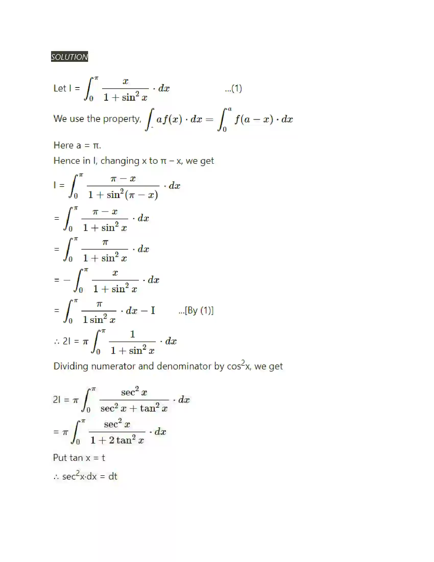 Maharashtra Board Class 12th Mathematics & Statistics-2 (Arts & Science) Definite Integration Solution 73