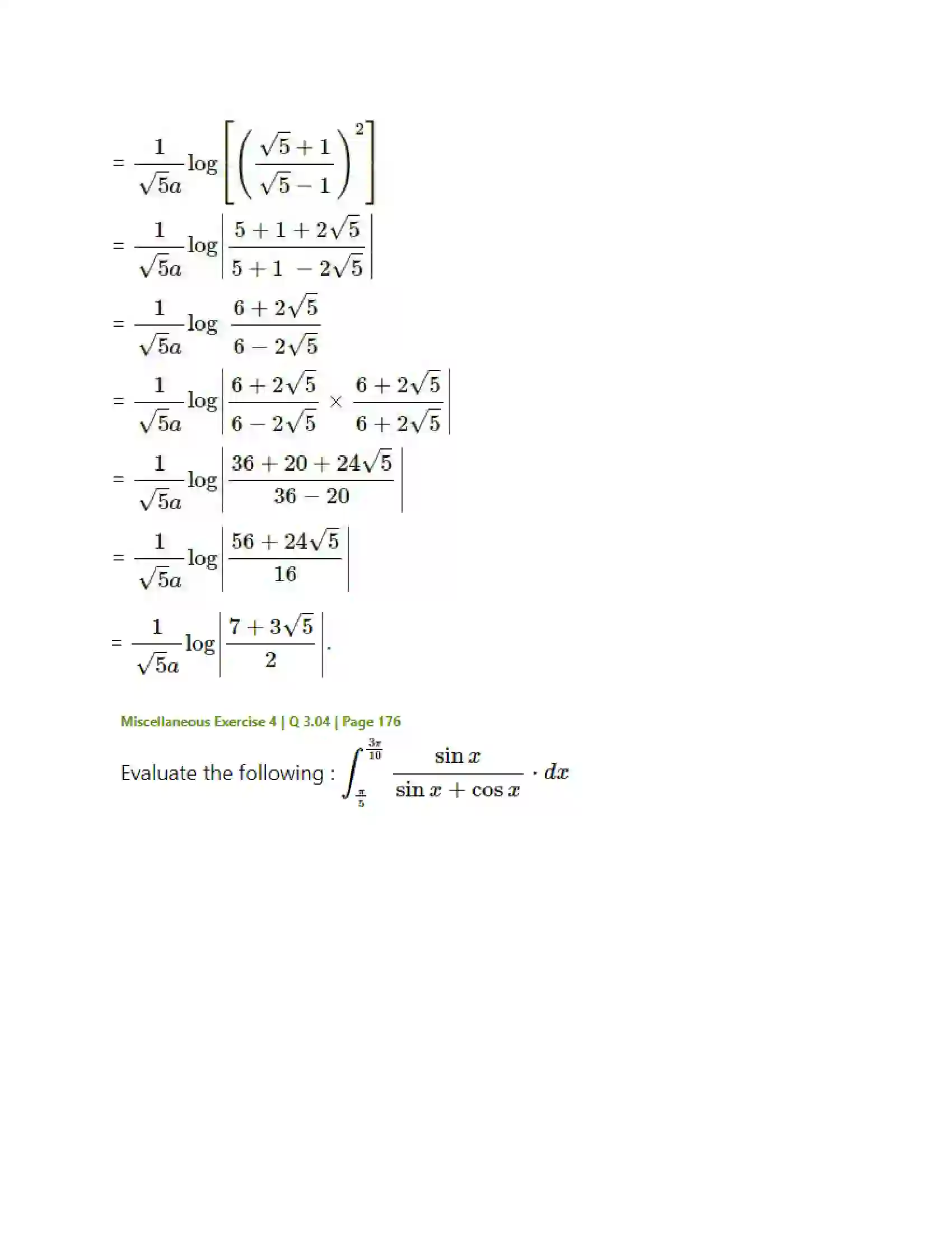 Maharashtra Board Class 12th Mathematics & Statistics-2 (Arts & Science) Definite Integration Solution 78