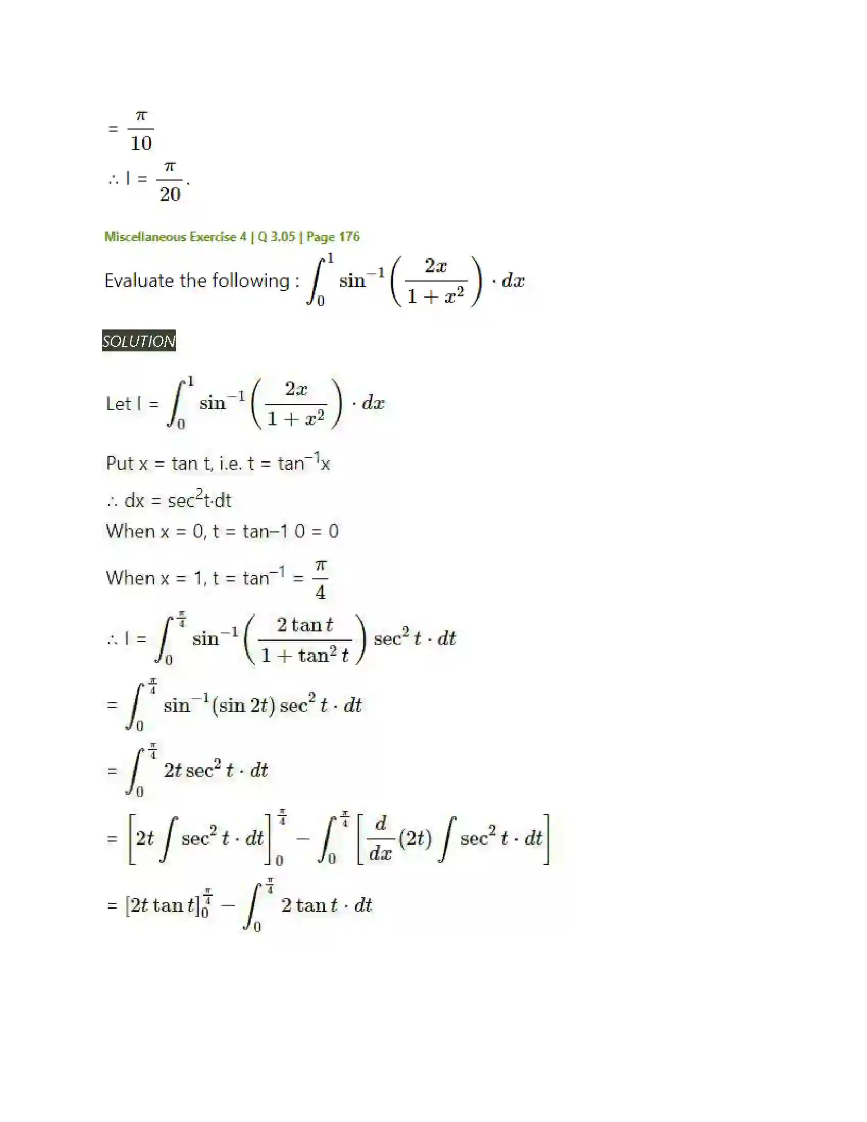 Maharashtra Board Class 12th Mathematics & Statistics-2 (Arts & Science) Definite Integration Solution 80