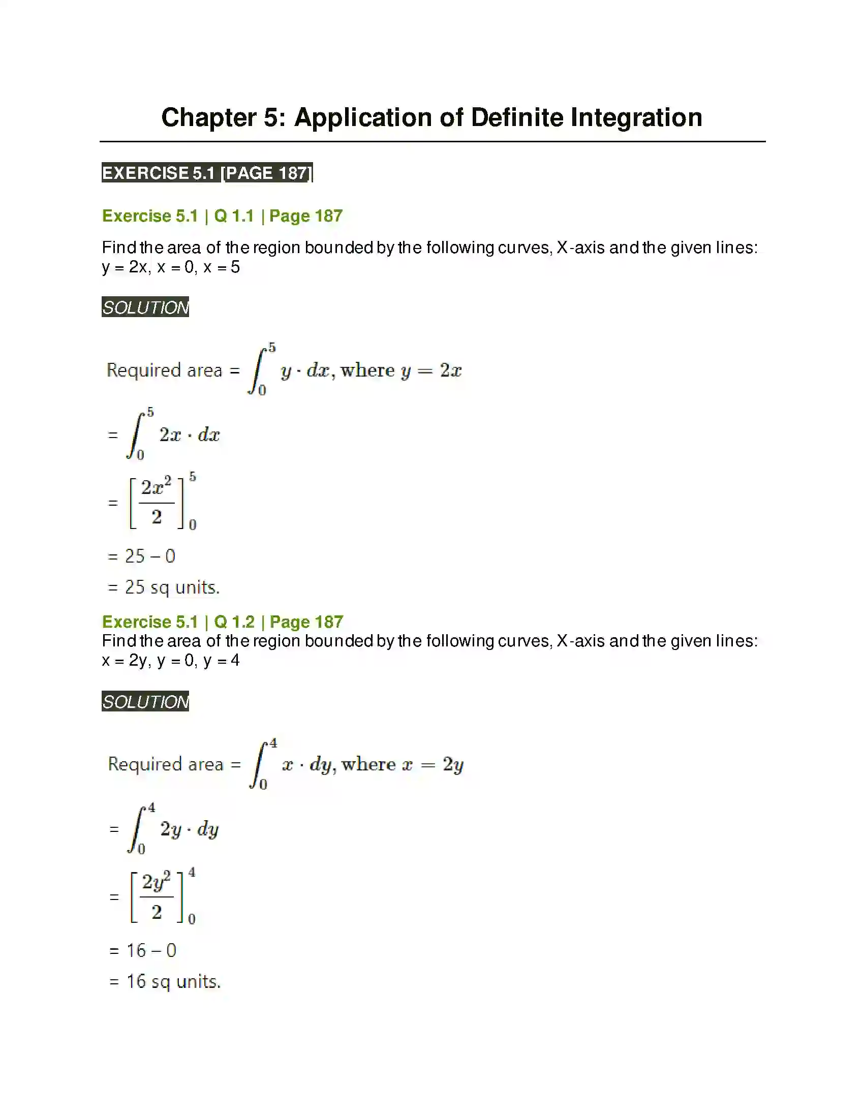 Maharashtra Board Class 12th Mathematics & Statistics-2 (Arts & Science) Application of Definite Integration Solution 1