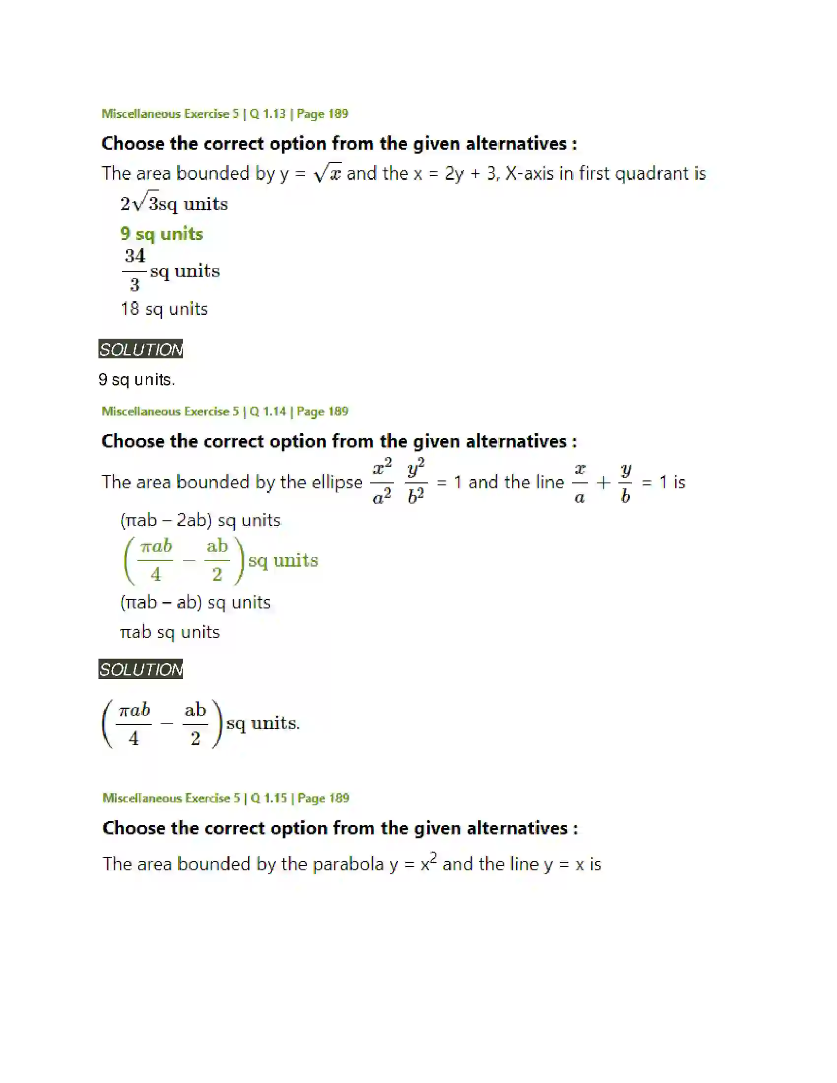 Maharashtra Board Class 12th Mathematics & Statistics-2 (Arts & Science) Application of Definite Integration Solution 24