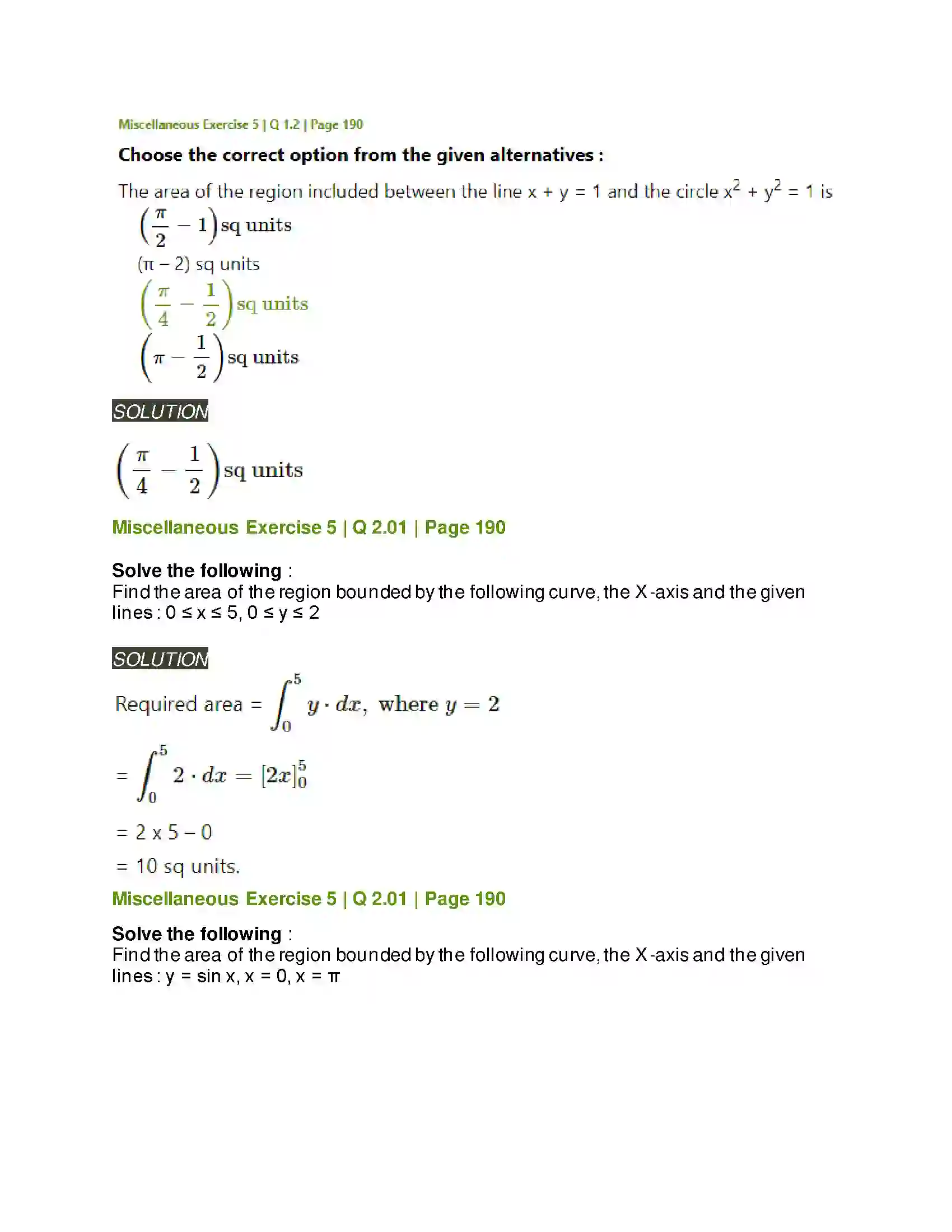 Maharashtra Board Class 12th Mathematics & Statistics-2 (Arts & Science) Application of Definite Integration Solution 27