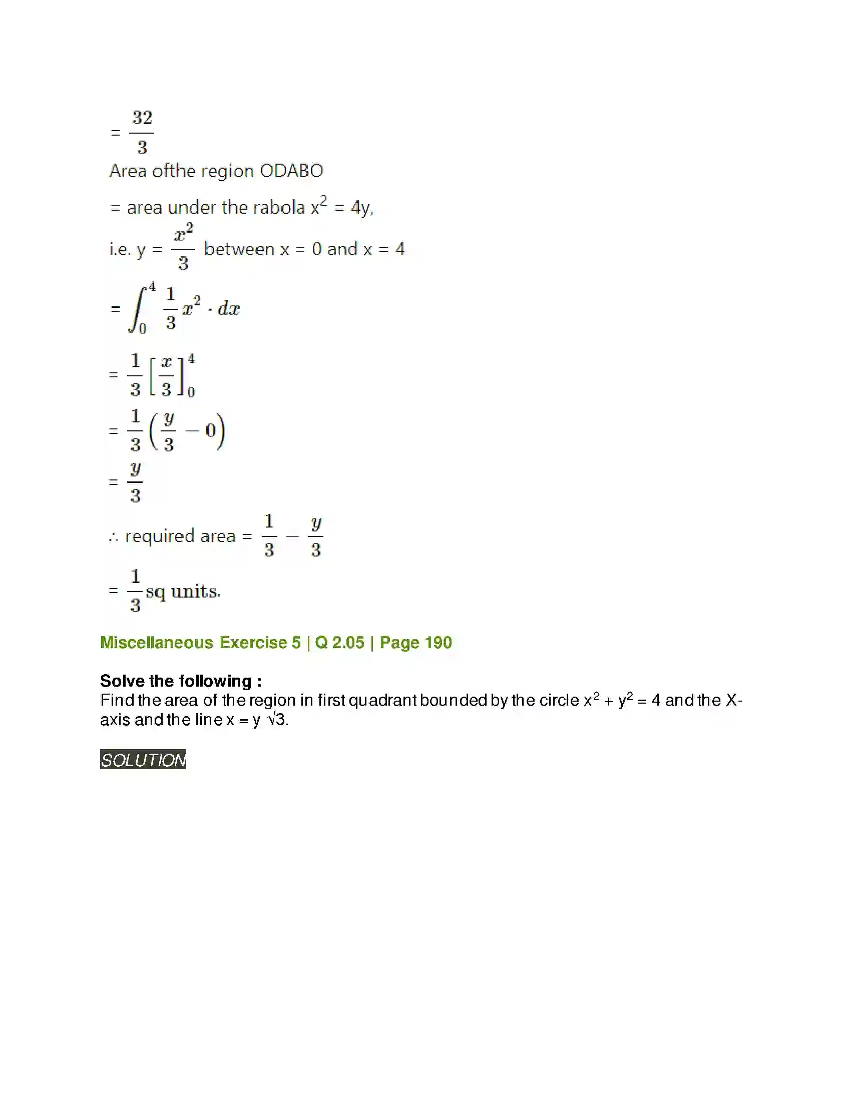 Maharashtra Board Class 12th Mathematics & Statistics-2 (Arts & Science) Application of Definite Integration Solution 35