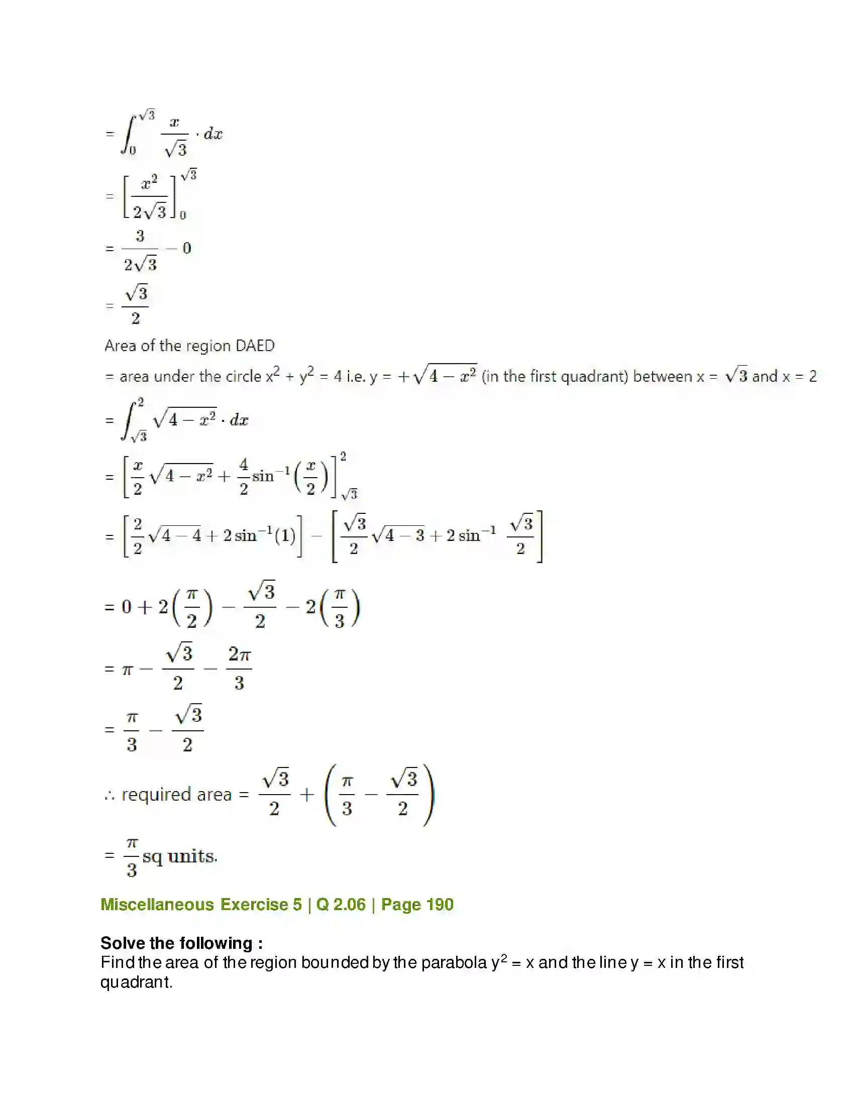 Maharashtra Board Class 12th Mathematics & Statistics-2 (Arts & Science) Application of Definite Integration Solution 37