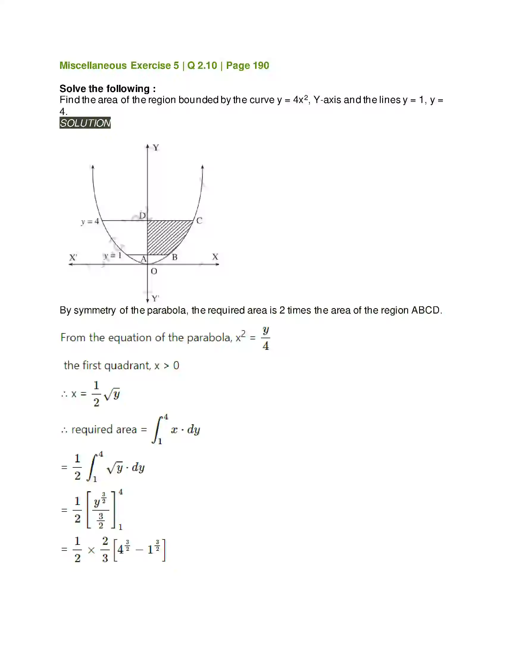 Maharashtra Board Class 12th Mathematics & Statistics-2 (Arts & Science) Application of Definite Integration Solution 46
