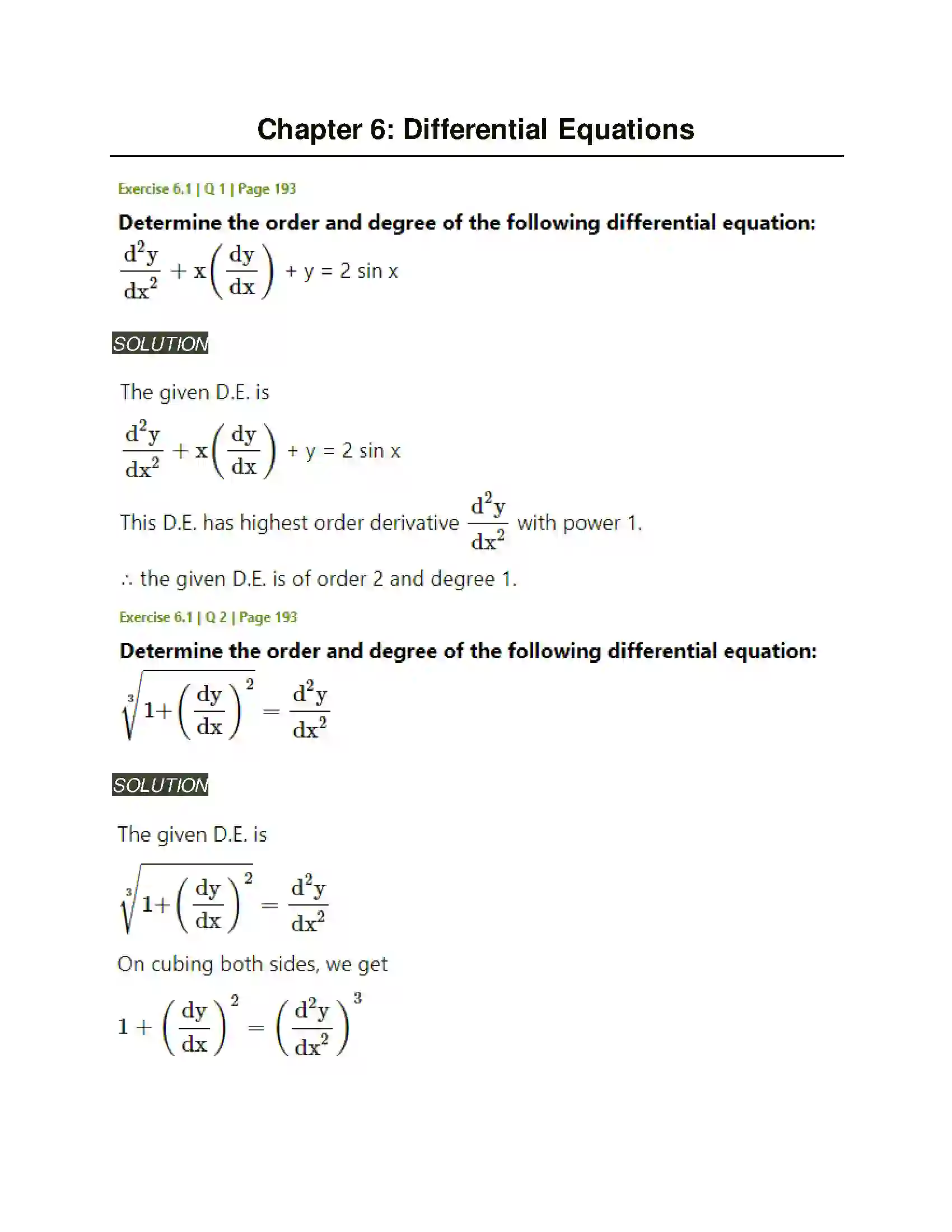 Maharashtra Board Class 12th Mathematics & Statistics-2 (Arts & Science) Differential Equations Solution 1