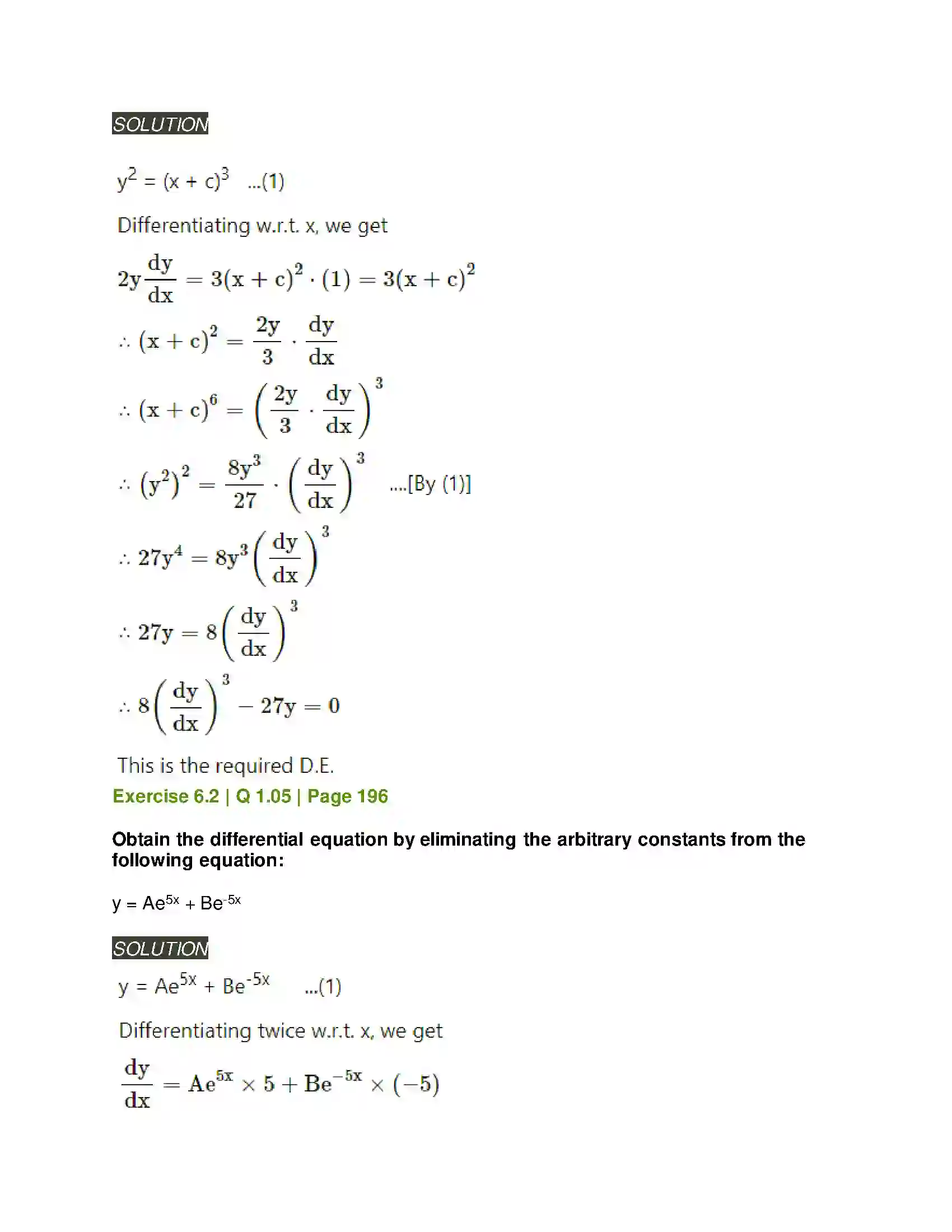 Maharashtra Board Class 12th Mathematics & Statistics-2 (Arts & Science) Differential Equations Solution 10