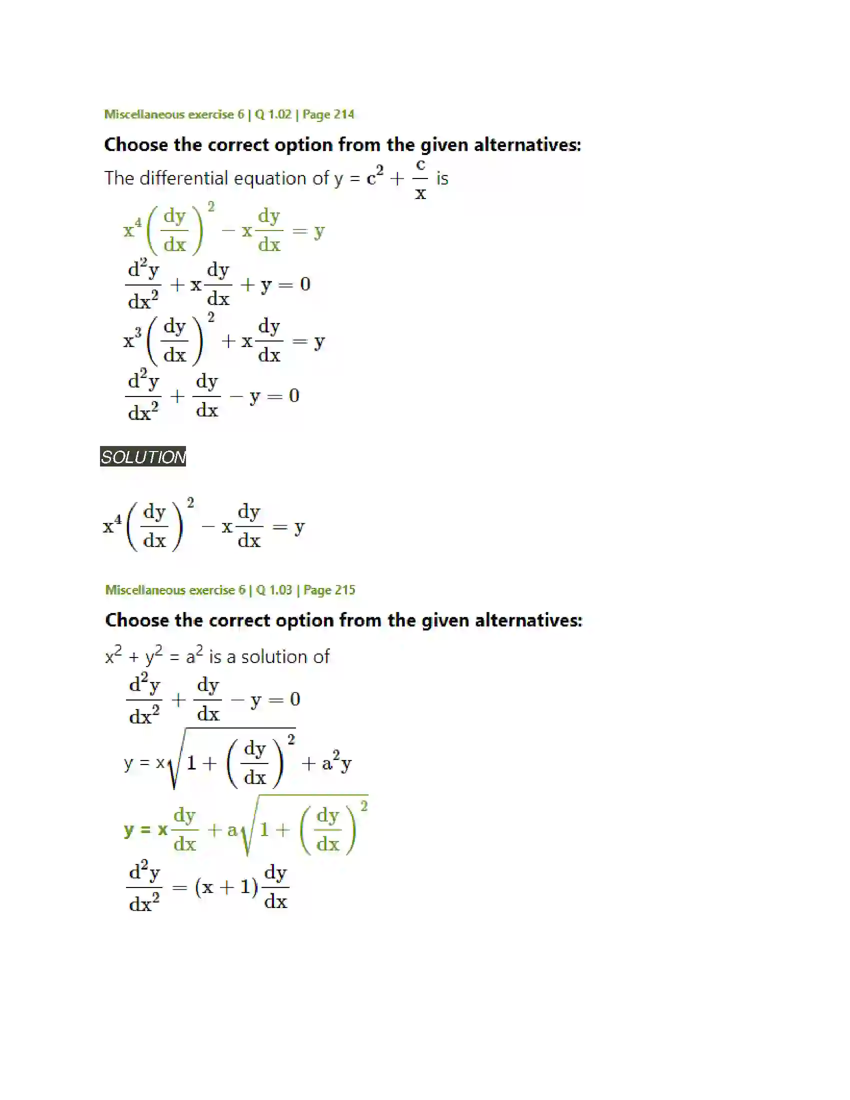 Maharashtra Board Class 12th Mathematics & Statistics-2 (Arts & Science) Differential Equations Solution 106