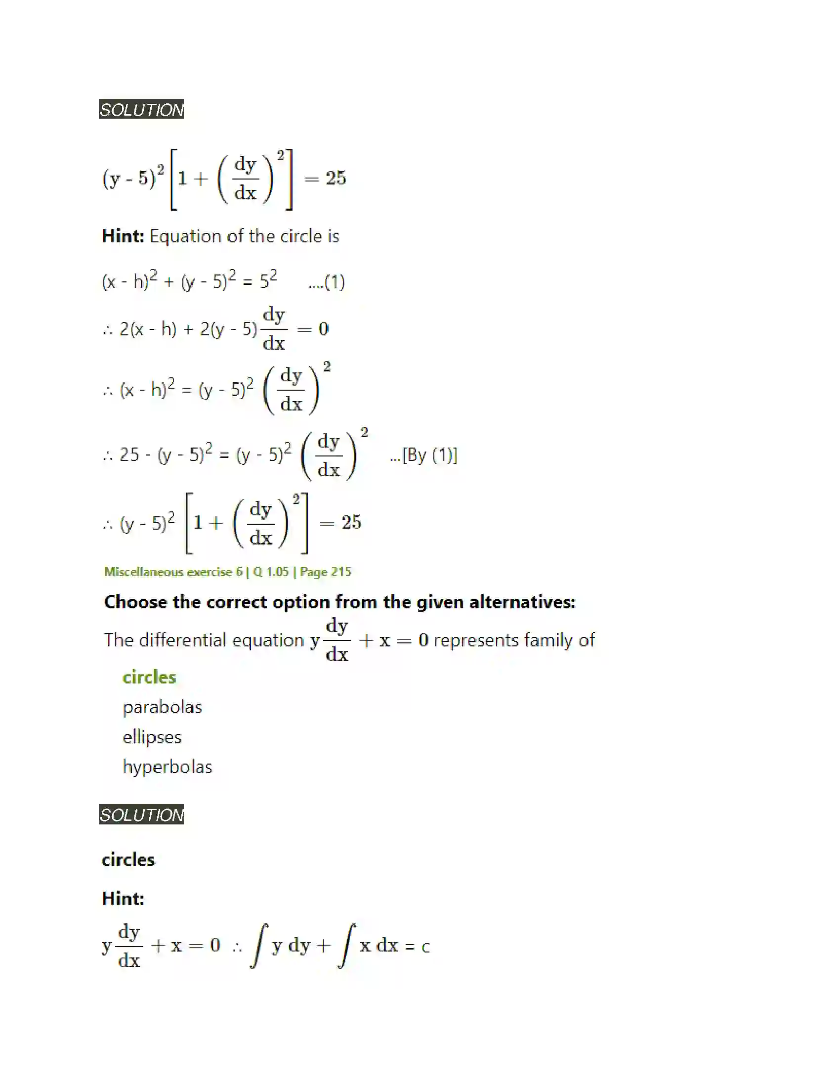 Maharashtra Board Class 12th Mathematics & Statistics-2 (Arts & Science) Differential Equations Solution 108