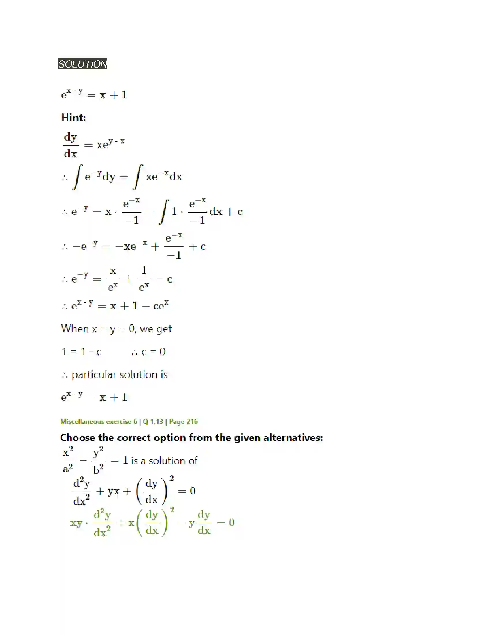 Maharashtra Board Class 12th Mathematics & Statistics-2 (Arts & Science) Differential Equations Solution 114
