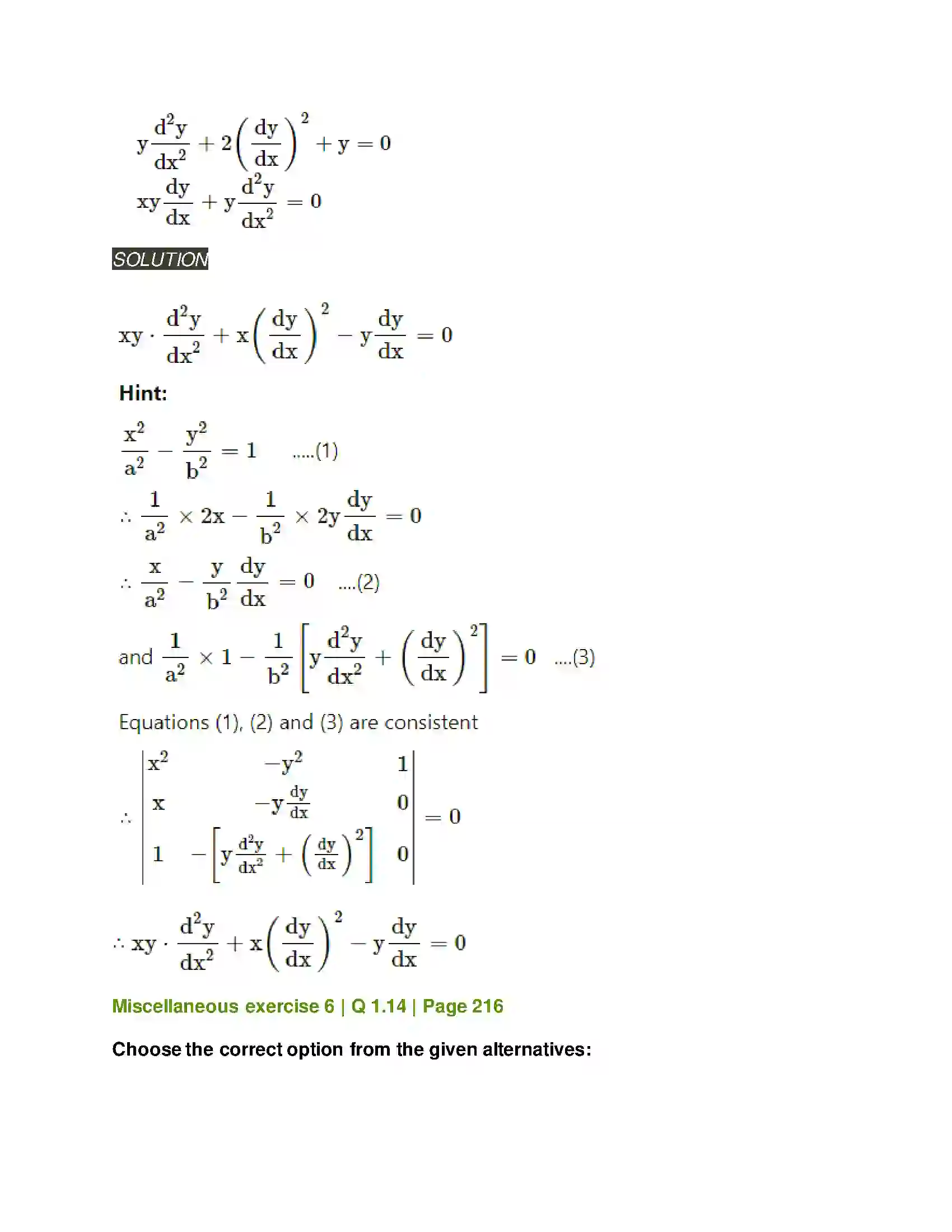 Maharashtra Board Class 12th Mathematics & Statistics-2 (Arts & Science) Differential Equations Solution 115