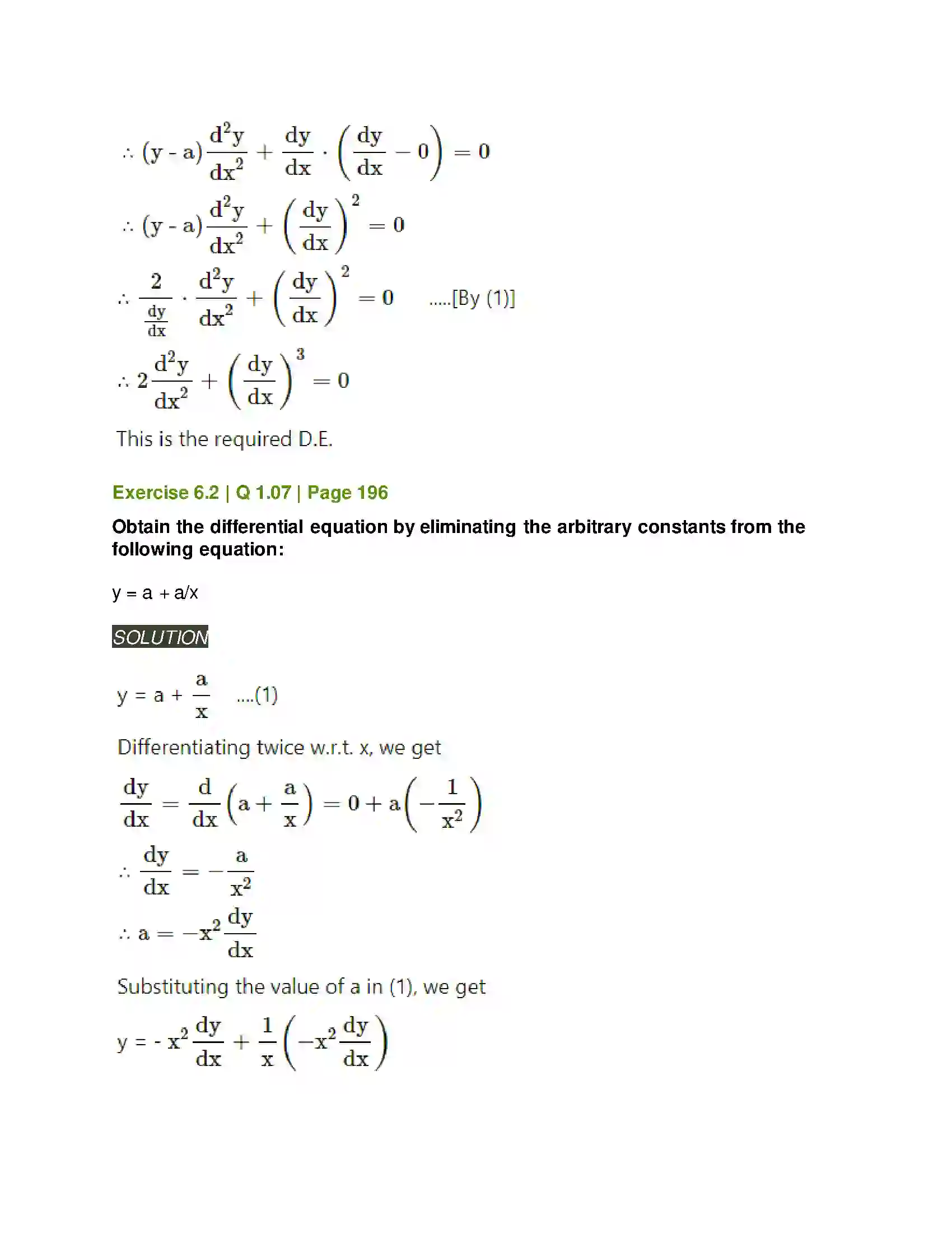 Maharashtra Board Class 12th Mathematics & Statistics-2 (Arts & Science) Differential Equations Solution 12