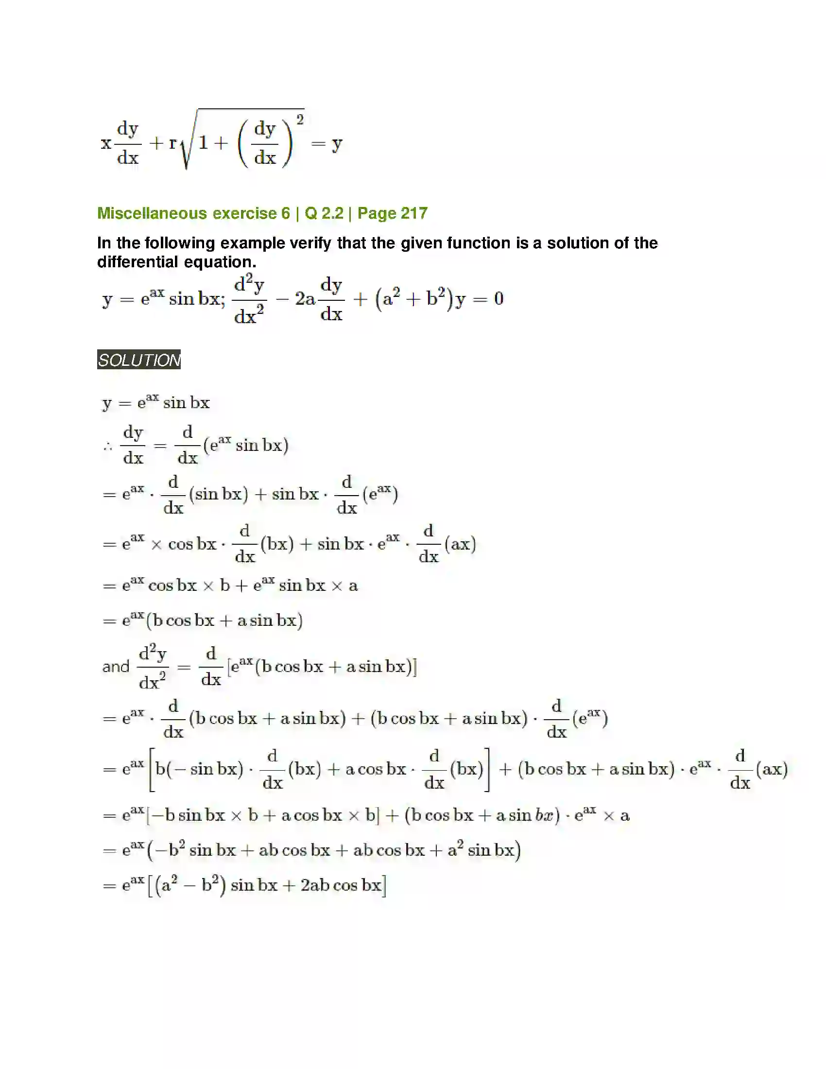 Maharashtra Board Class 12th Mathematics & Statistics-2 (Arts & Science) Differential Equations Solution 121