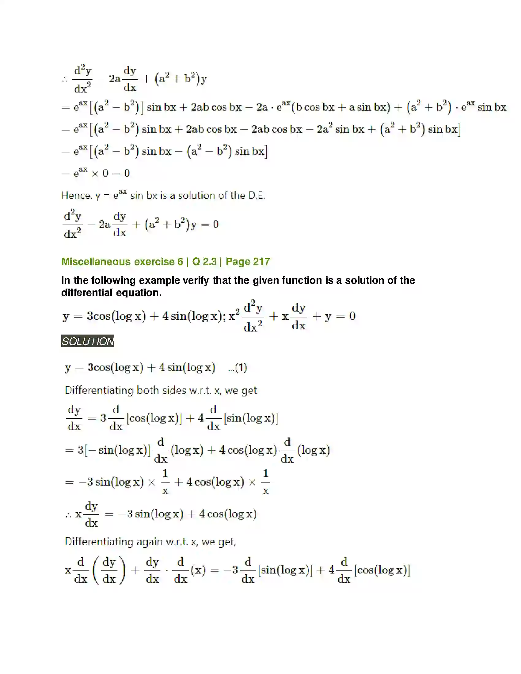 Maharashtra Board Class 12th Mathematics & Statistics-2 (Arts & Science) Differential Equations Solution 122