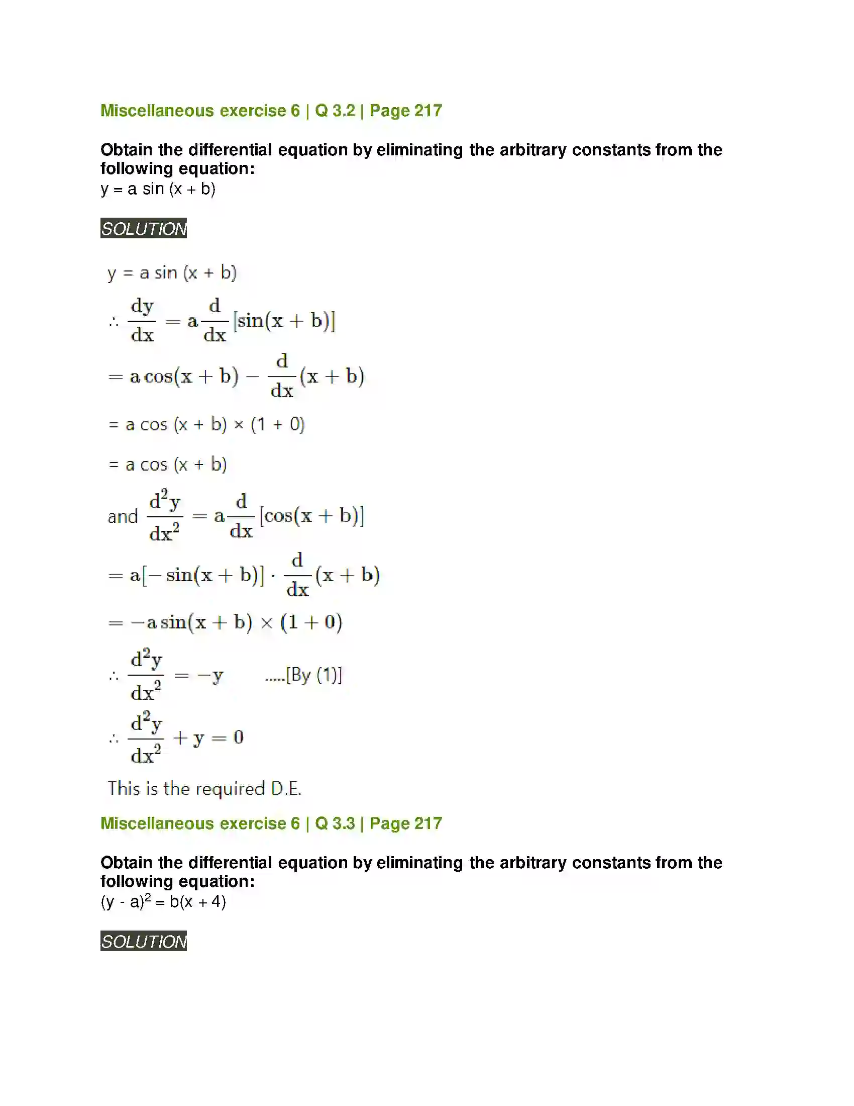 Maharashtra Board Class 12th Mathematics & Statistics-2 (Arts & Science) Differential Equations Solution 126