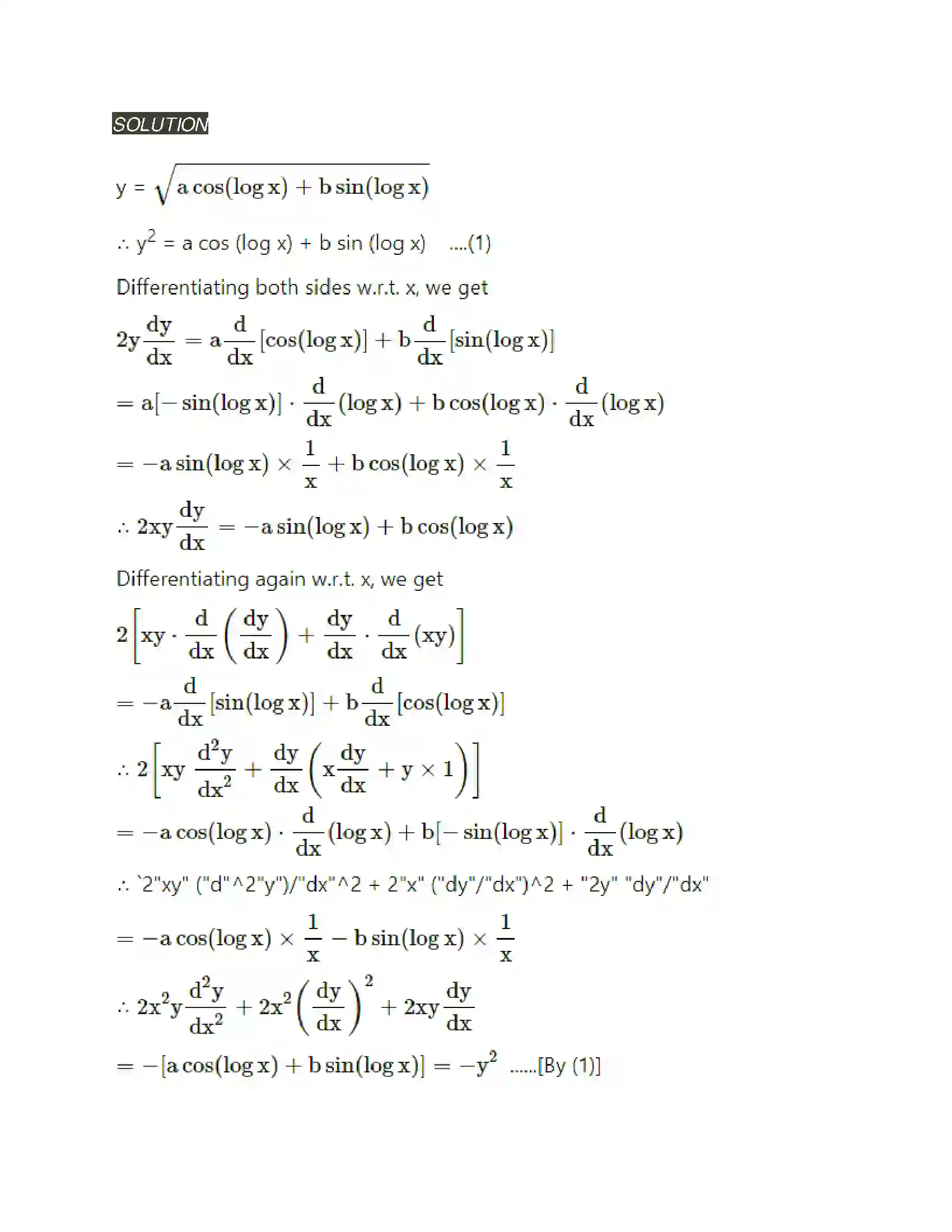 Maharashtra Board Class 12th Mathematics & Statistics-2 (Arts & Science) Differential Equations Solution 128
