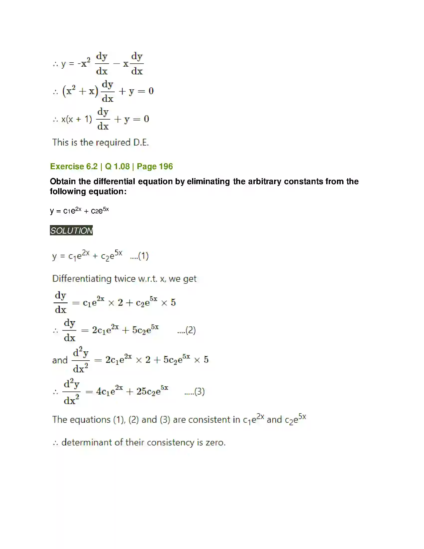 Maharashtra Board Class 12th Mathematics & Statistics-2 (Arts & Science) Differential Equations Solution 13