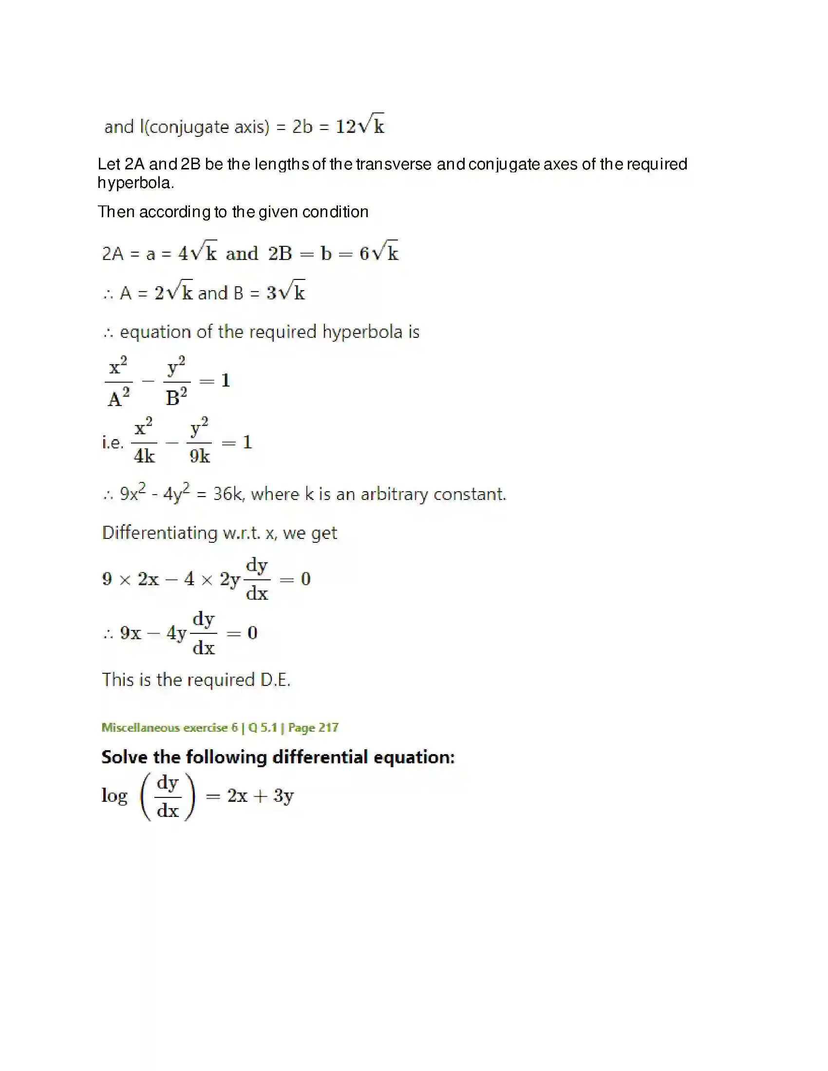 Maharashtra Board Class 12th Mathematics & Statistics-2 (Arts & Science) Differential Equations Solution 134