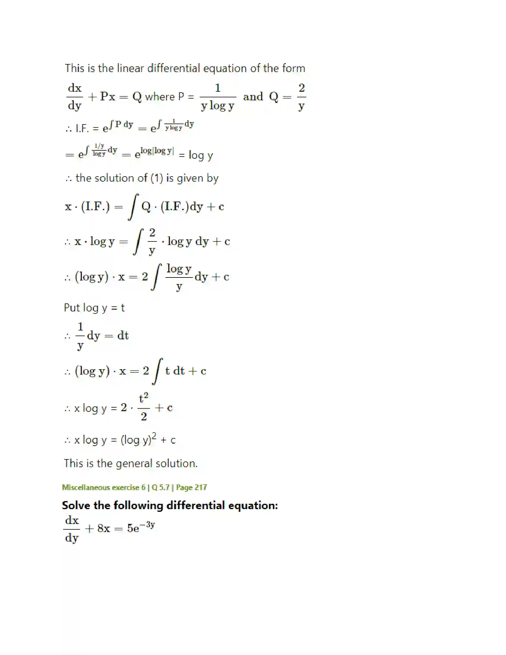 Maharashtra Board Class 12th Mathematics & Statistics-2 (Arts & Science) Differential Equations Solution 139