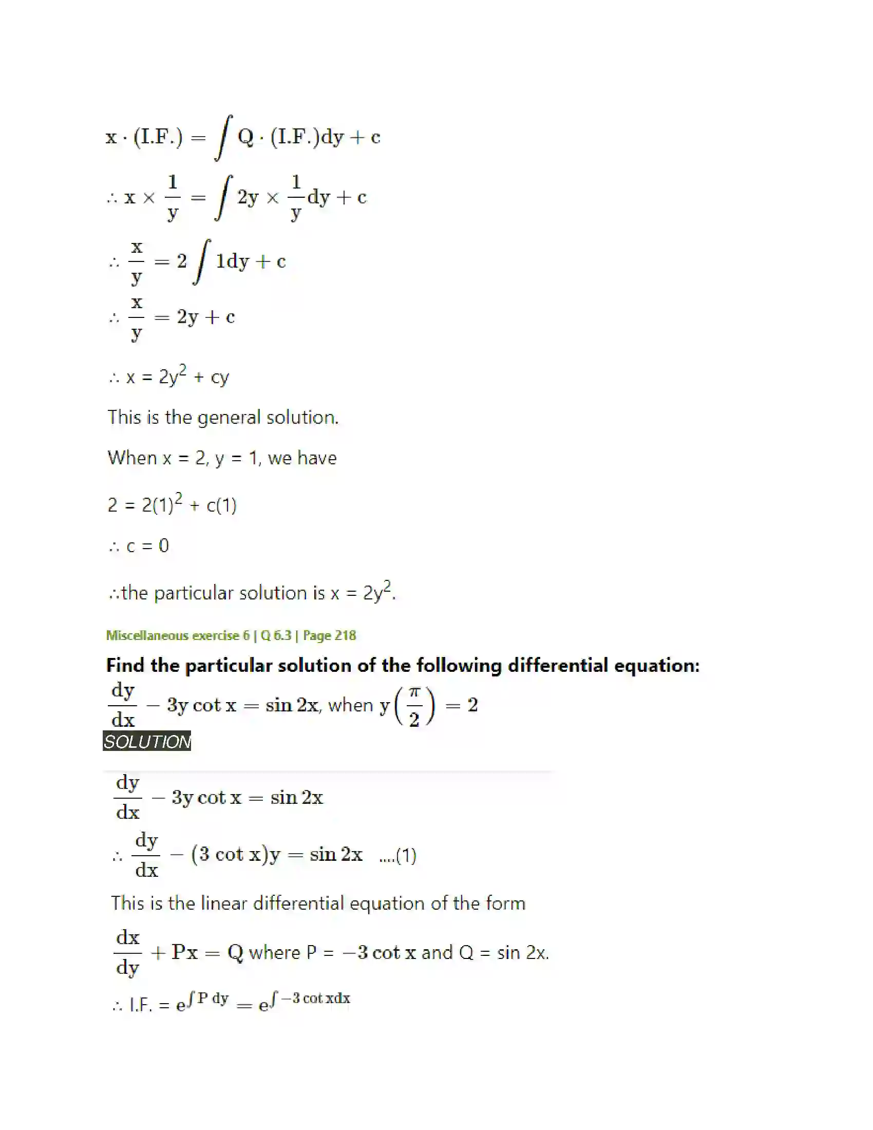 Maharashtra Board Class 12th Mathematics & Statistics-2 (Arts & Science) Differential Equations Solution 143