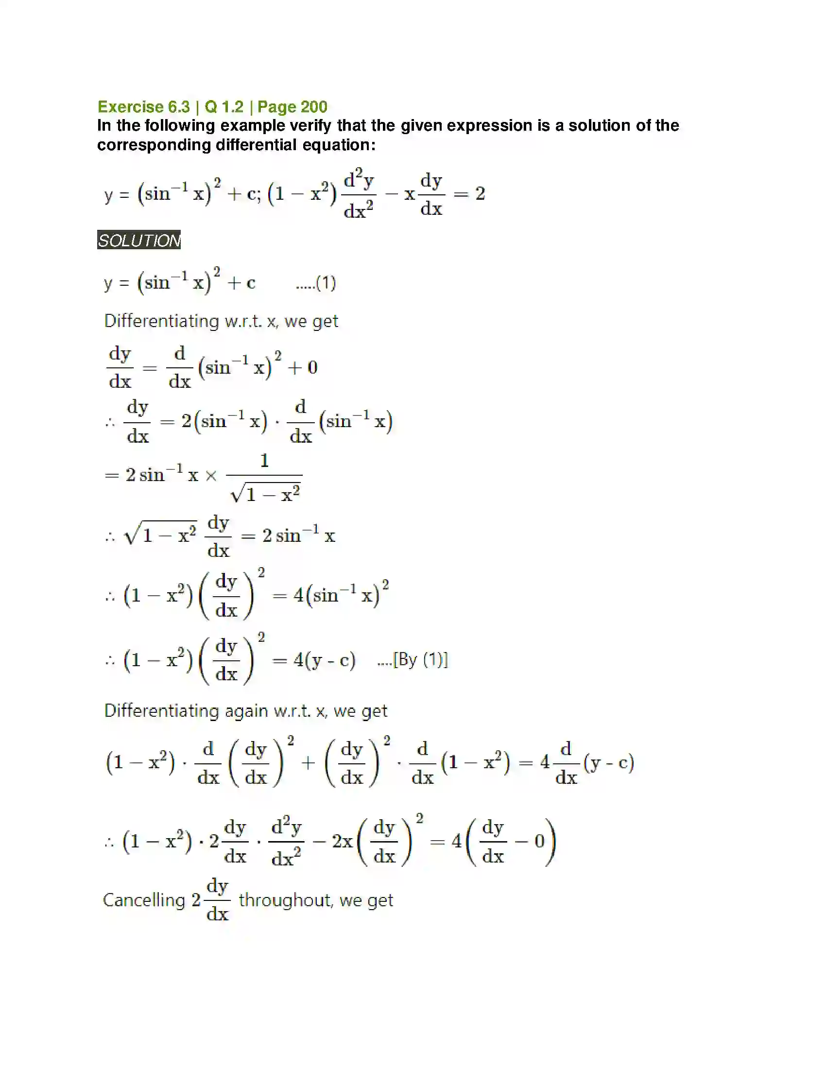 Maharashtra Board Class 12th Mathematics & Statistics-2 (Arts & Science) Differential Equations Solution 23