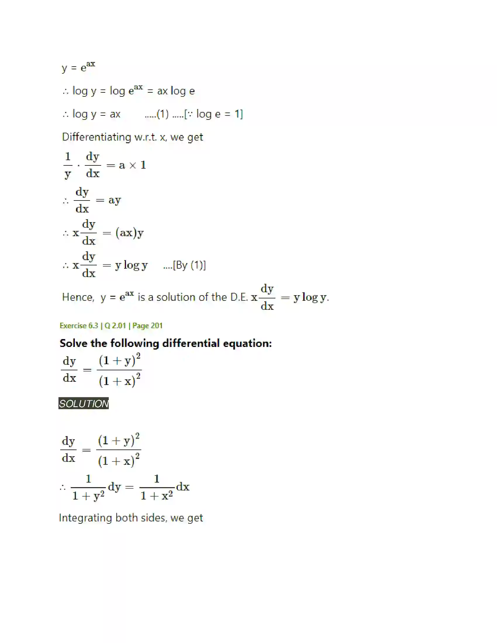 Maharashtra Board Class 12th Mathematics & Statistics-2 (Arts & Science) Differential Equations Solution 27