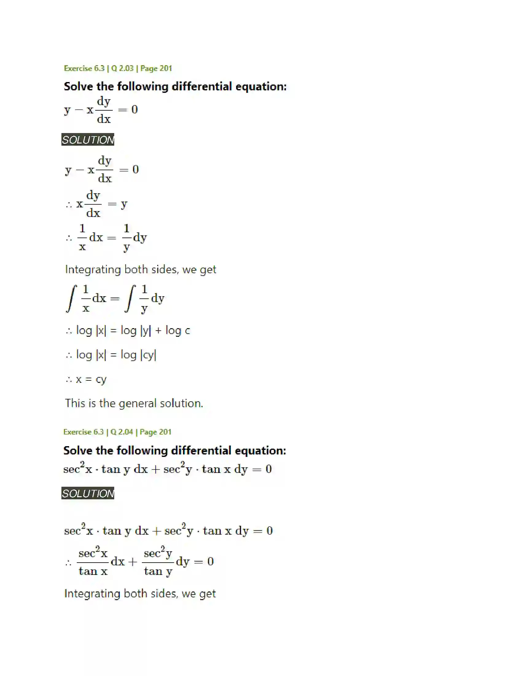 Maharashtra Board Class 12th Mathematics & Statistics-2 (Arts & Science) Differential Equations Solution 29