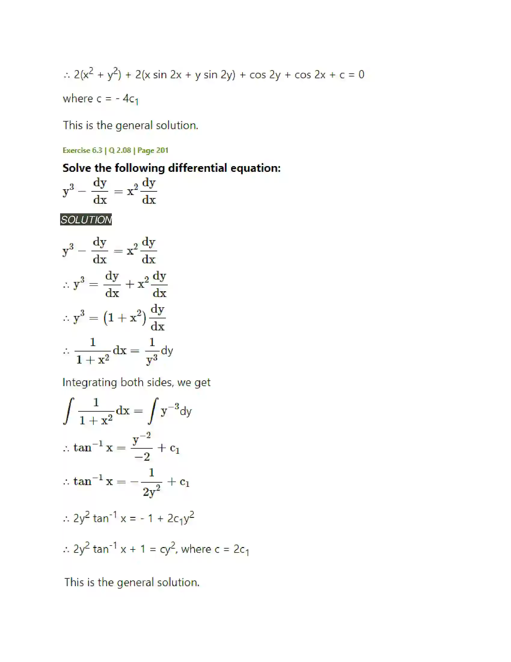 Maharashtra Board Class 12th Mathematics & Statistics-2 (Arts & Science) Differential Equations Solution 33