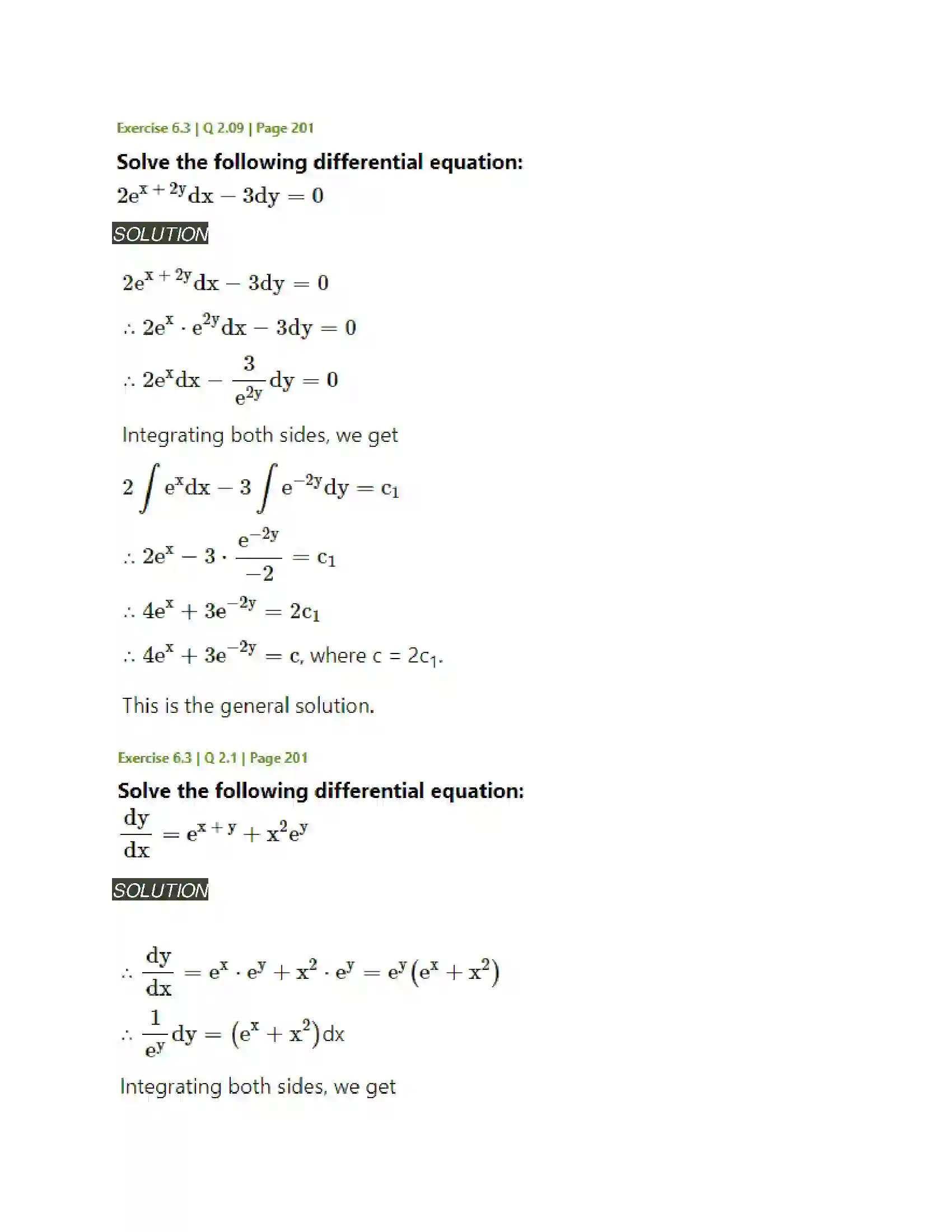 Maharashtra Board Class 12th Mathematics & Statistics-2 (Arts & Science) Differential Equations Solution 34