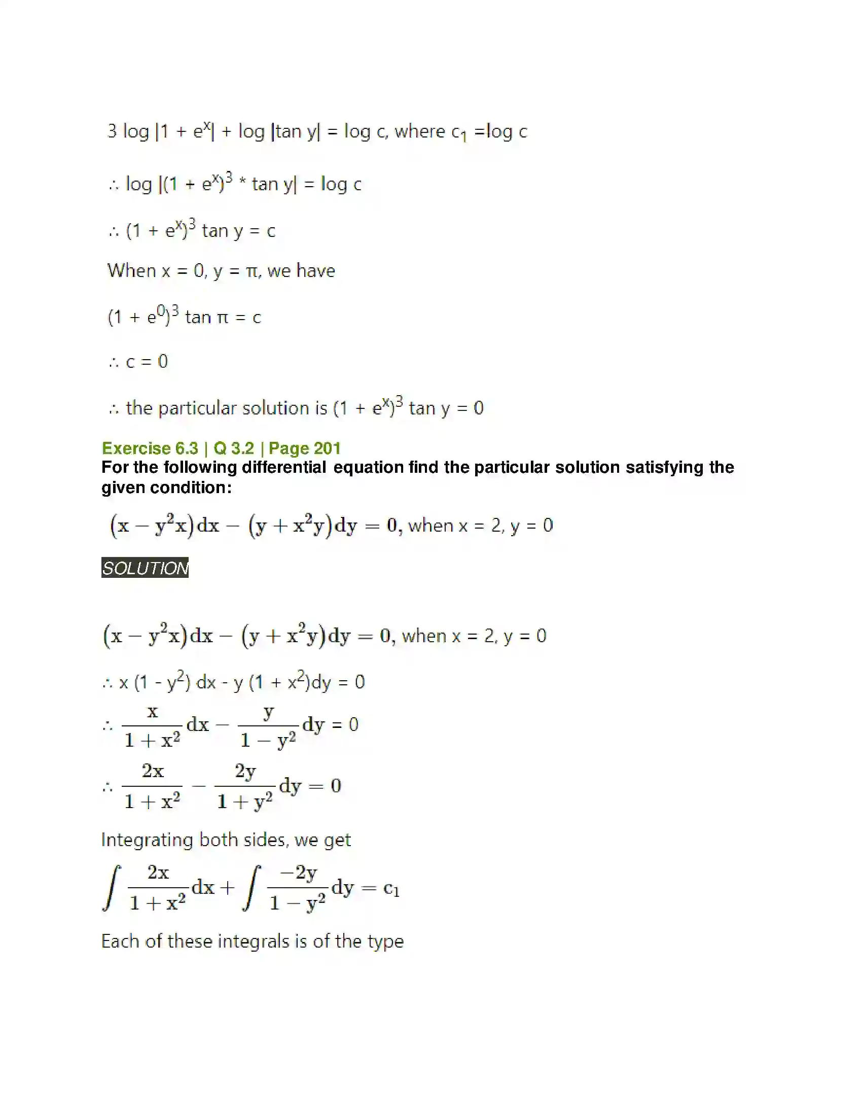 Maharashtra Board Class 12th Mathematics & Statistics-2 (Arts & Science) Differential Equations Solution 36